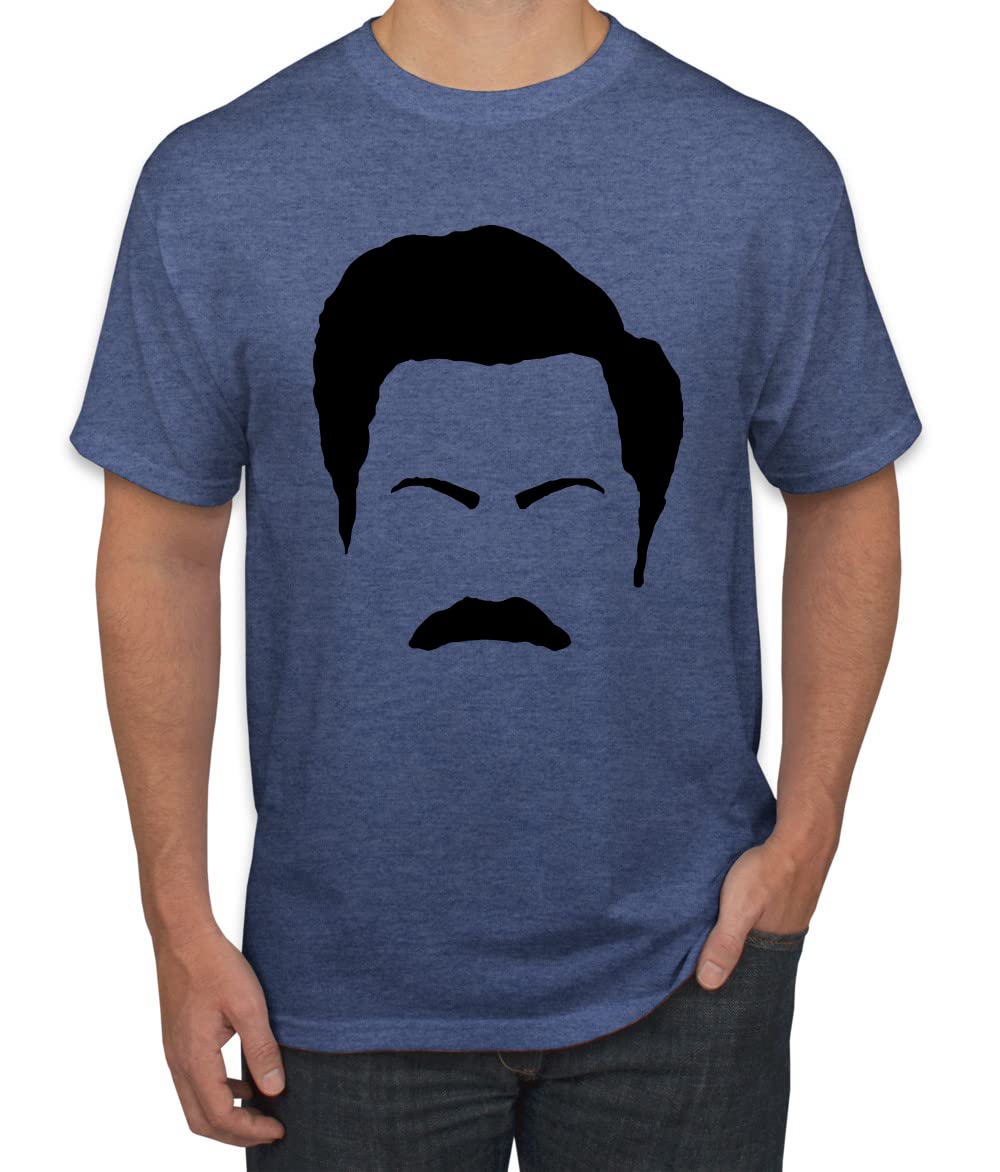 Ron Swanson Mustache Face Silhouette Graphic T-Shirt for Men - Parks and Recreation Pop Culture Fan Merch - Perfect for TV Show Parties & Casual Wear