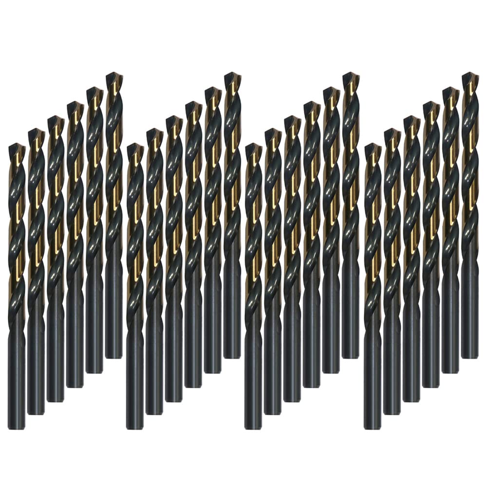 Premium HSS Twist Drill Bits Set - 24 Pcs Black & Gold Coated Jobber Drill Bits (7/64 Inch) for Metal Working - Perfect for Mild Steel, Copper, Aluminum & Zinc Alloy - Ideal for DIY Projects, Home Repairs & Professional Metal Fabrication
