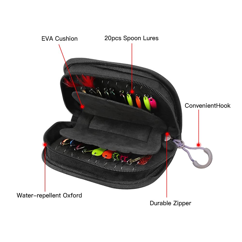16pcs Spinnerbait Fishing Lure Set - Metal Spoons Baits for Trout, Bass, Walleye - Casting Spinner Fishing Lures with Storage Bag - Perfect for Freshwater Fishing, Lake & River Angling