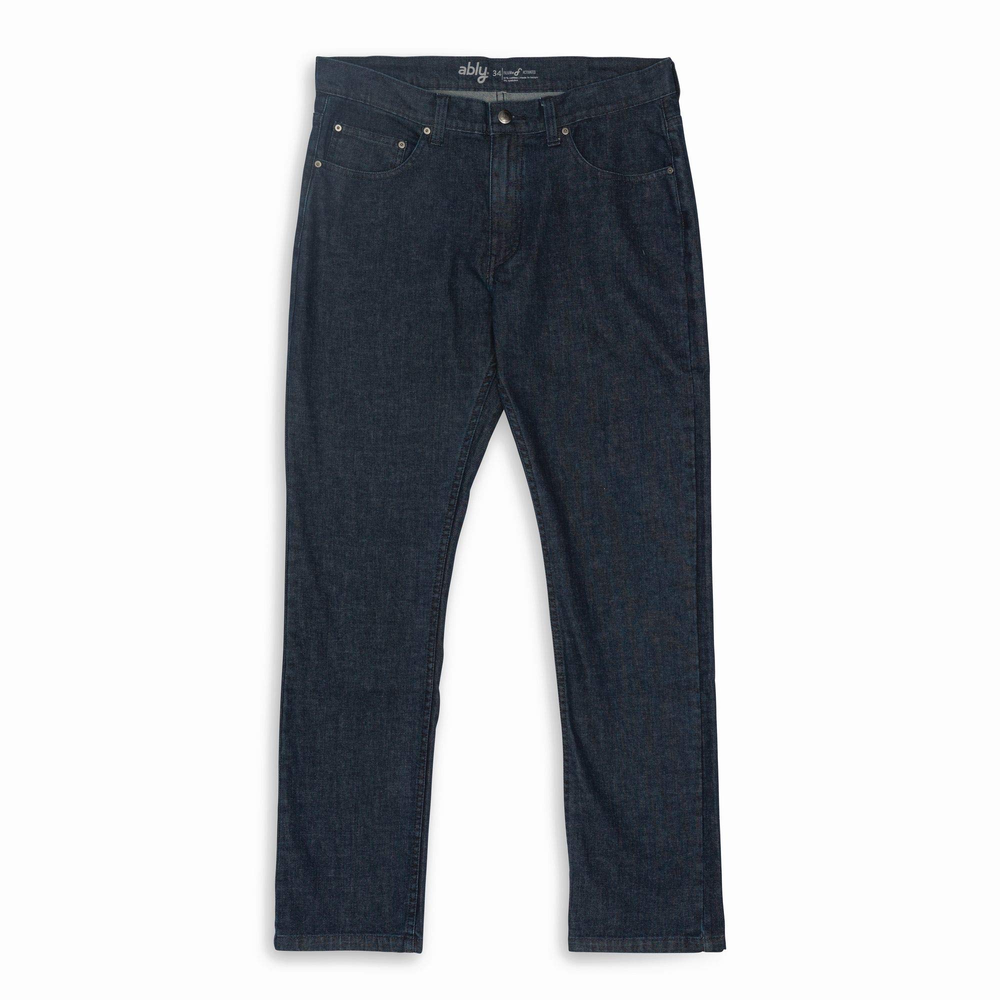 Ably Apparel Auxerre Denim Jeans for Men & Women - Waterproof, Stain & Odor Resistant - Comfortable Stretch Denim Pants for Work, Travel & Outdoor Activities