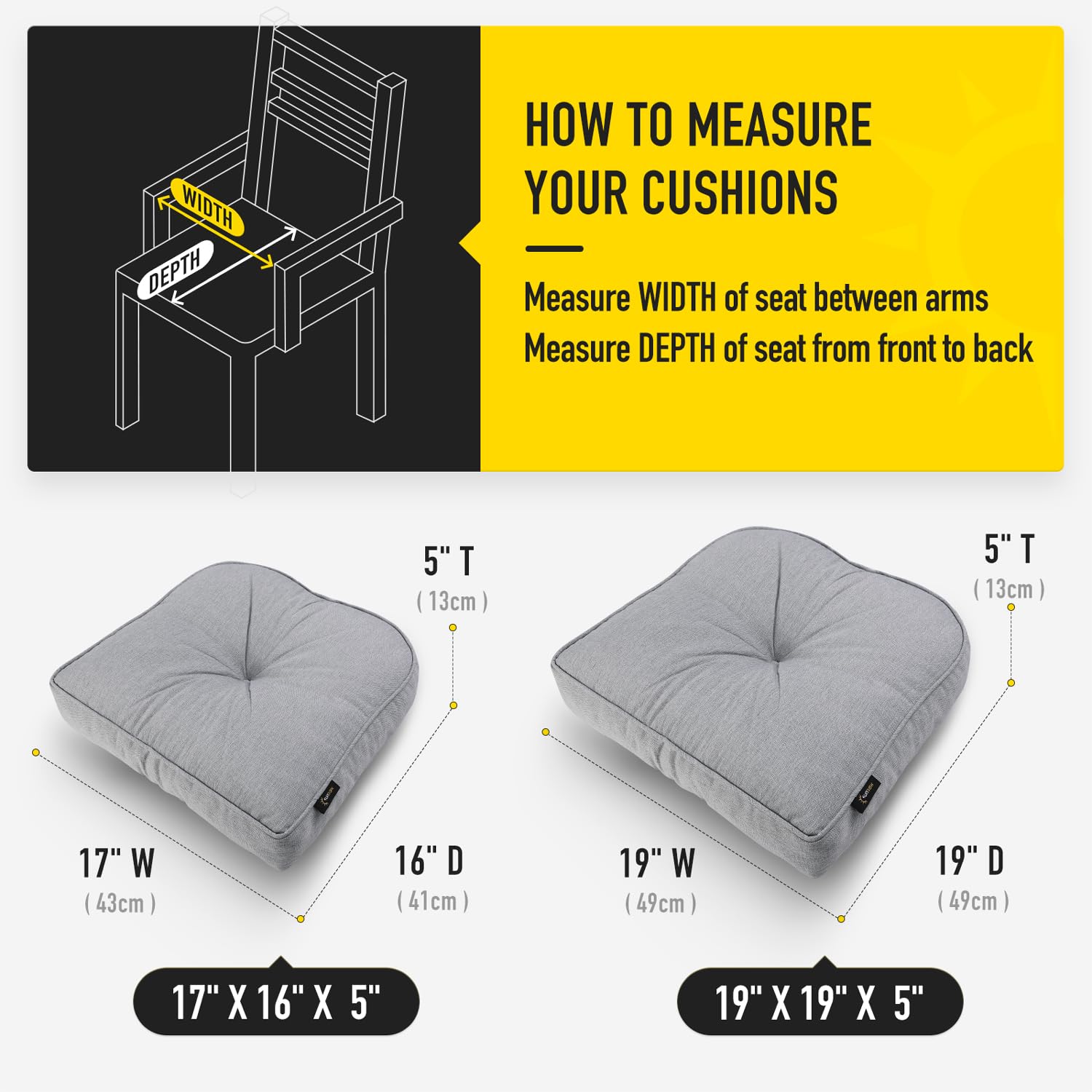 **SUNROX LokGrip Non-Slip Gel Memory Foam Chair Cushions – Set of 6 (17