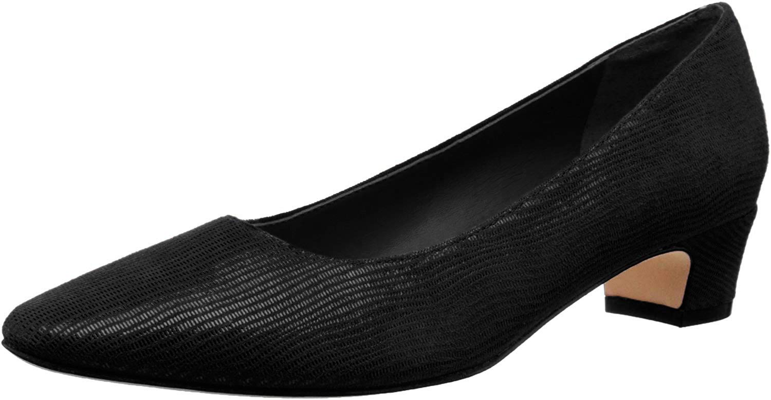 VANELi Women's Pointed Toe Block Heel Pumps - Low Heel Dress Shoes (1-2 Inch) for Office, Wedding & Casual Wear - Black