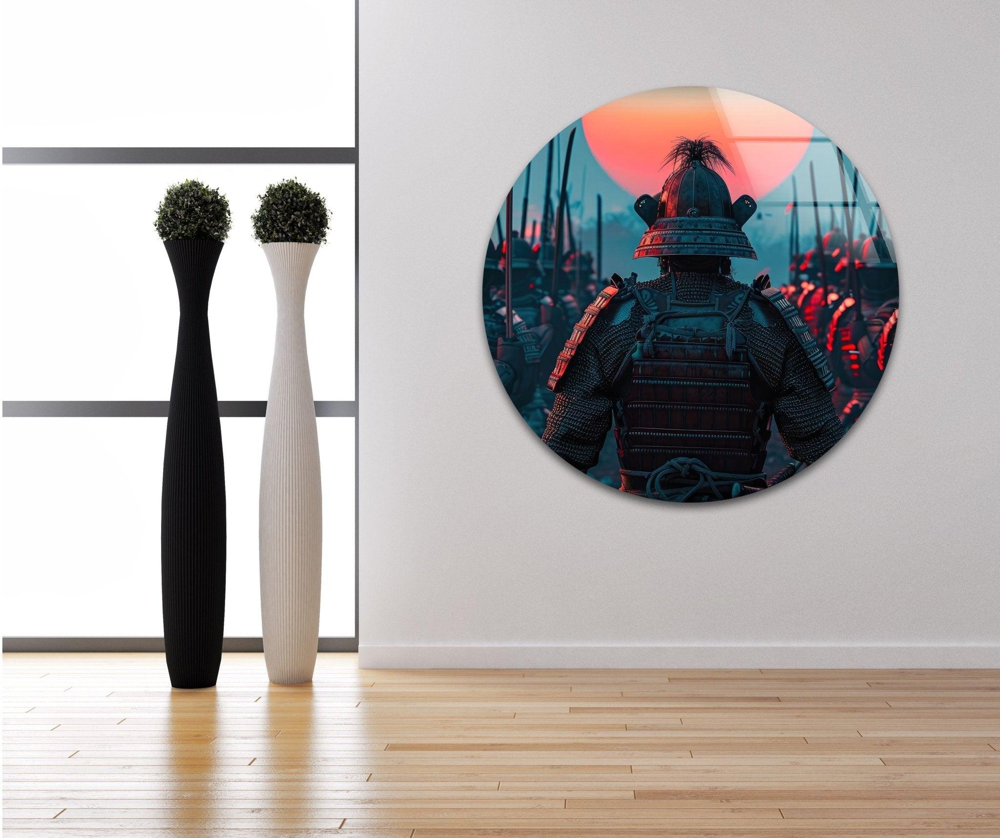 Samurai Warrior Glass Wall Art - Handmade Japanese Decor for Living Room, Bedroom & Office - Unique Home & Office Decor