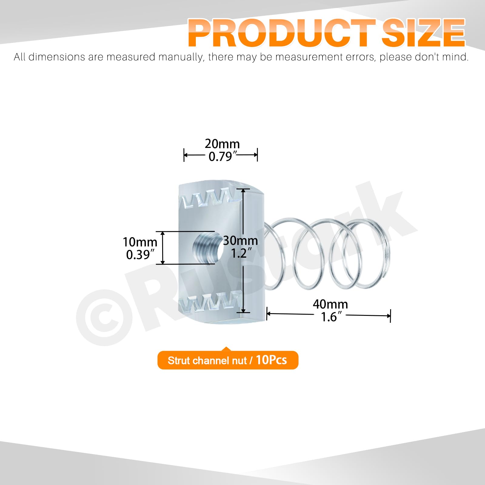 10-Pack 3/8-16 Heavy Duty Zinc Plated Spring Strut Channel Nuts - Standard Hardware for Steel Strut Channels - Perfect for Electrical Conduit, HVAC Systems & Construction Projects