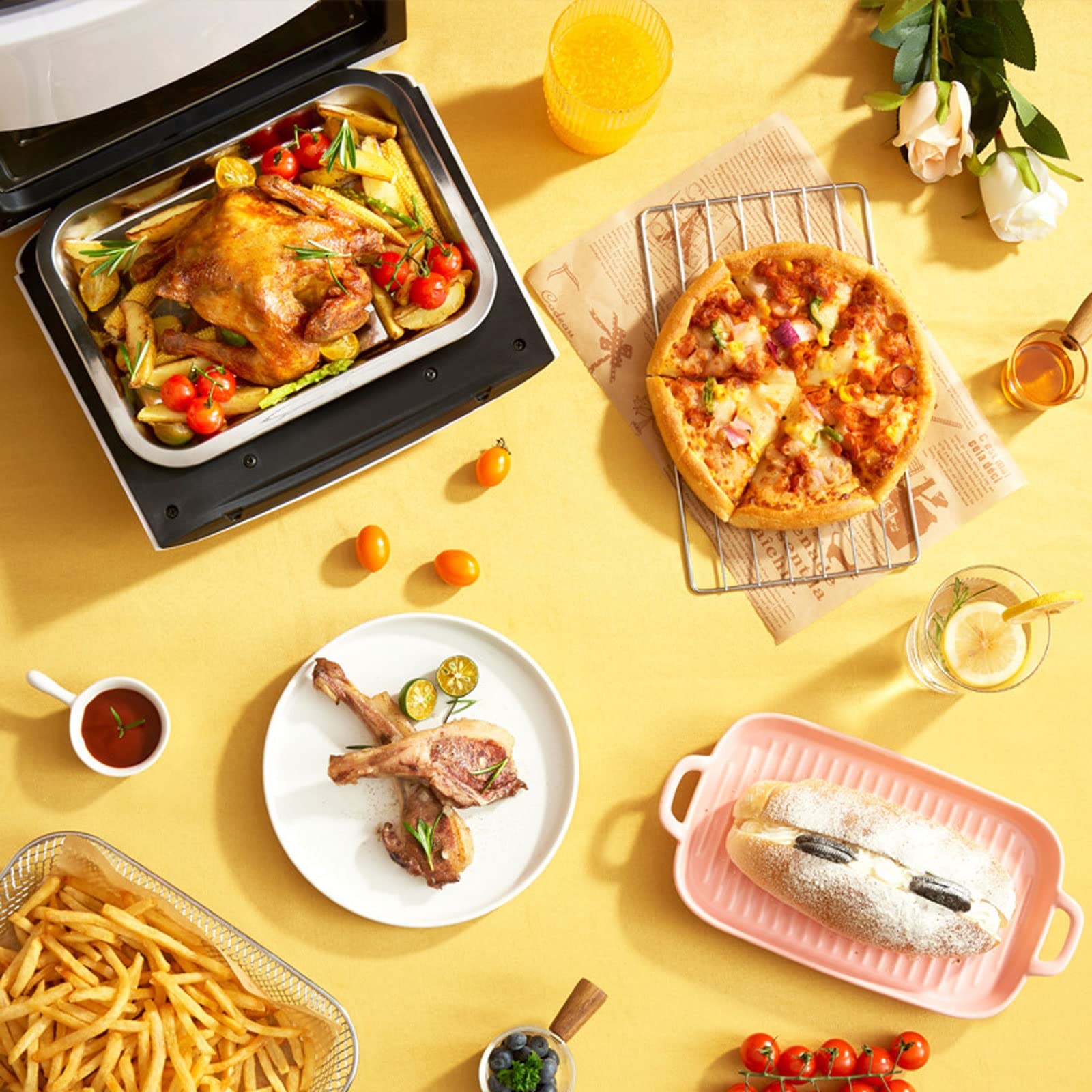 Ninja Air Fryer Oven with Touch Screen - 6.5QT Large Capacity, Digital Visual Controls, Multi-Function Cooker for Healthy Frying, Baking, Roasting & Reheating - Perfect for Family Meals & Party Snacks (Black)