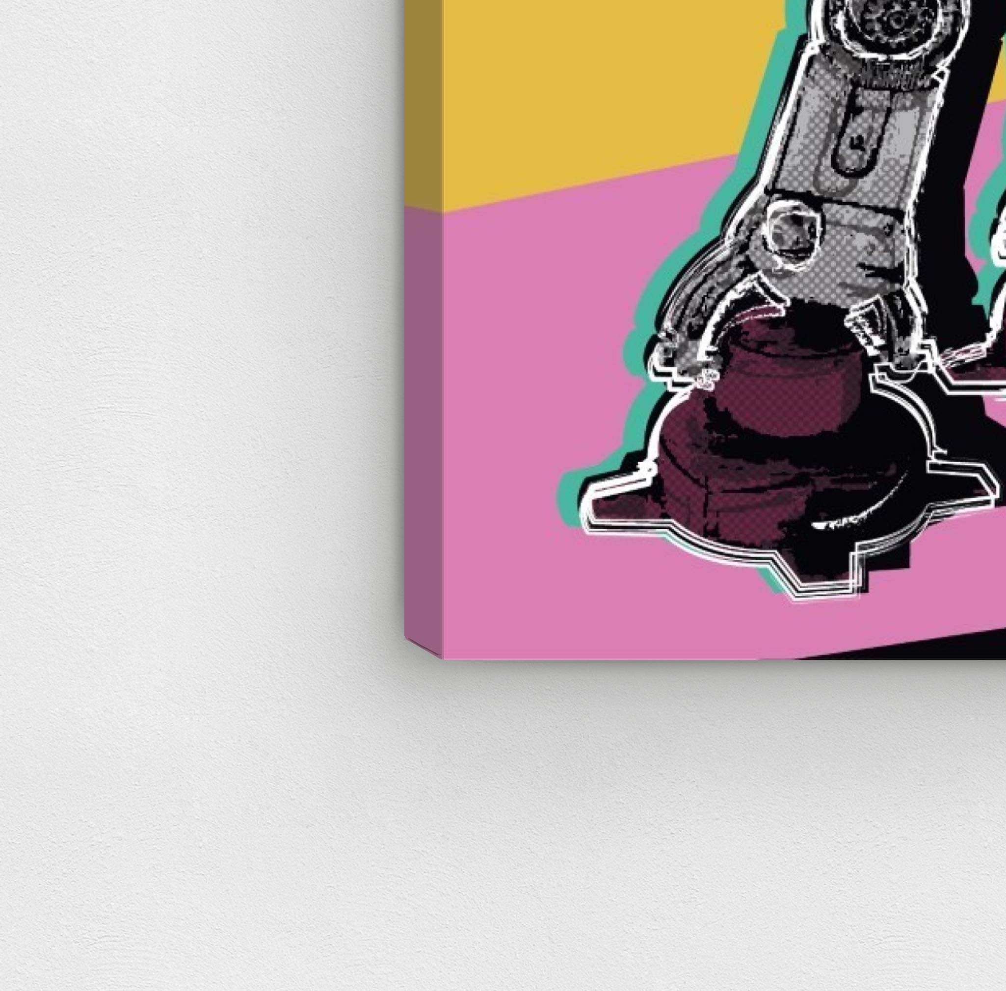 Oliver Gal Artist Co. 'Warhol Style ATAT' Pop Art Canvas Print - 24x24 Inch Pink & Yellow Wall Art for Living Room, Bedroom, Office Décor | Perfect for Movie Lovers & Star Wars Fans