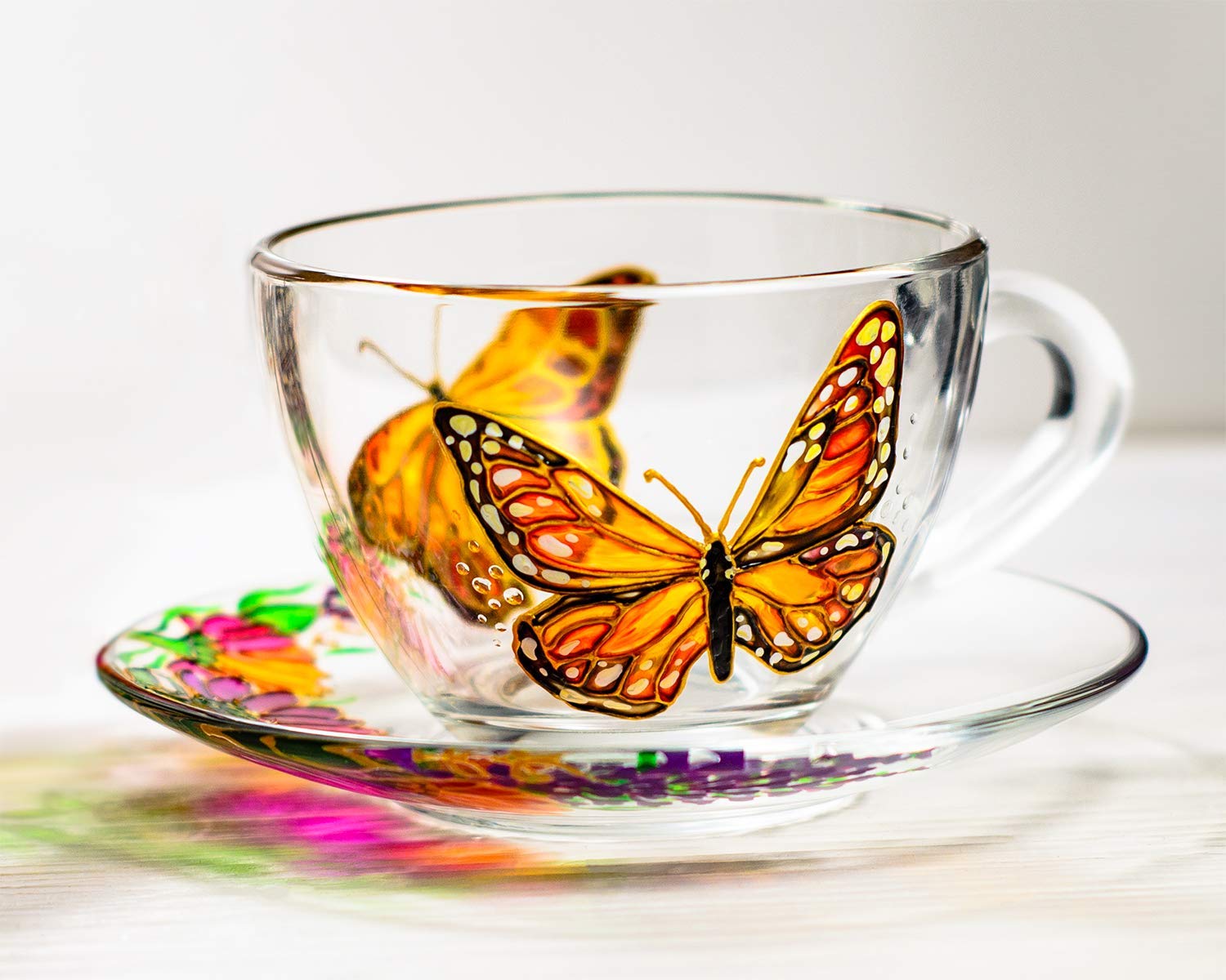 Hand-Painted Butterflies & Flowers Teapot Set with 2 Cups & Saucers - Elegant Wedding & Mother's Day Gift for Women - Luxury Tea Accessories for Afternoon Tea Parties & Bridal Showers