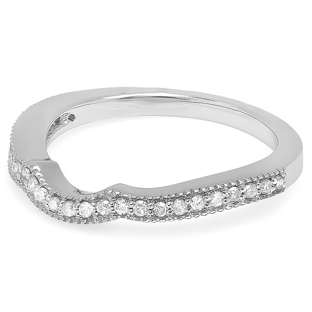Dazzlingrock 14K White Gold 0.15 Carat Round Diamond Women's Wedding Band Stackable Ring - Perfect for Anniversary Gifts, Bridal Jewelry & Everyday Elegance