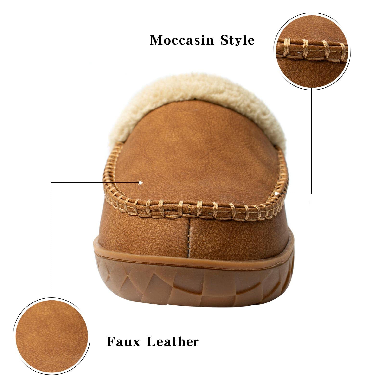 WOTTE Men's Moccasin Slippers - Soft Microsuede with Fuzzy Fleece Lining & Memory Foam Insole - Comfortable Indoor Outdoor House Shoes for Relaxing at Home or Quick Errands