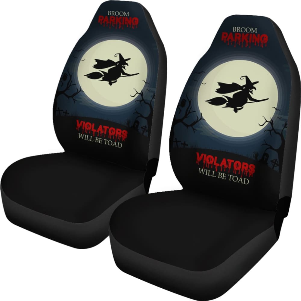 Funny Toad Car Seat Covers - Broom Parking Violators Will Be Toad - Universal Fit for Cars, SUVs & Trucks - Perfect for Gag Gifts & Prank Lovers