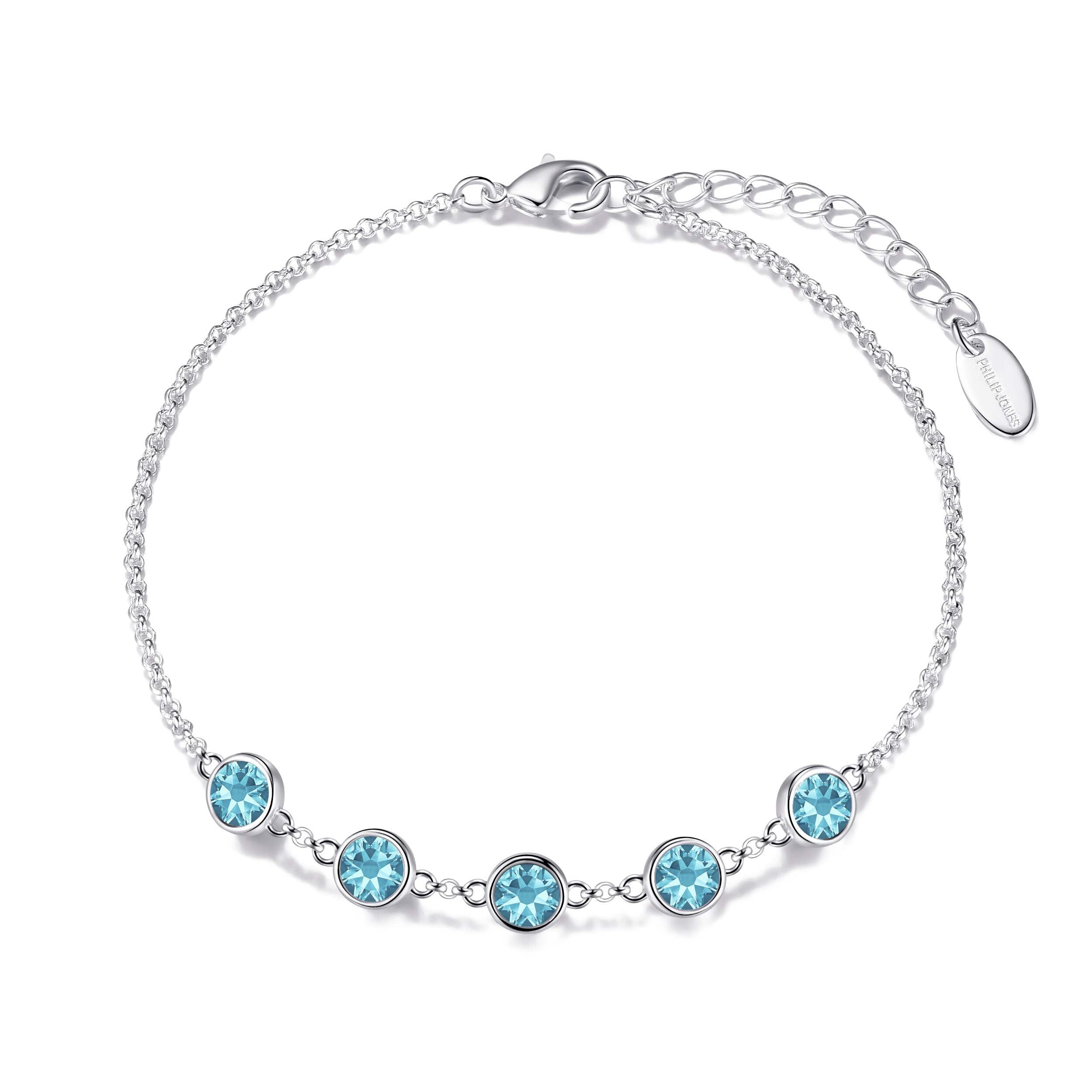 Philip Jones Zircondia Crystal Bracelet - Elegant Light Blue for Parties & Gifts