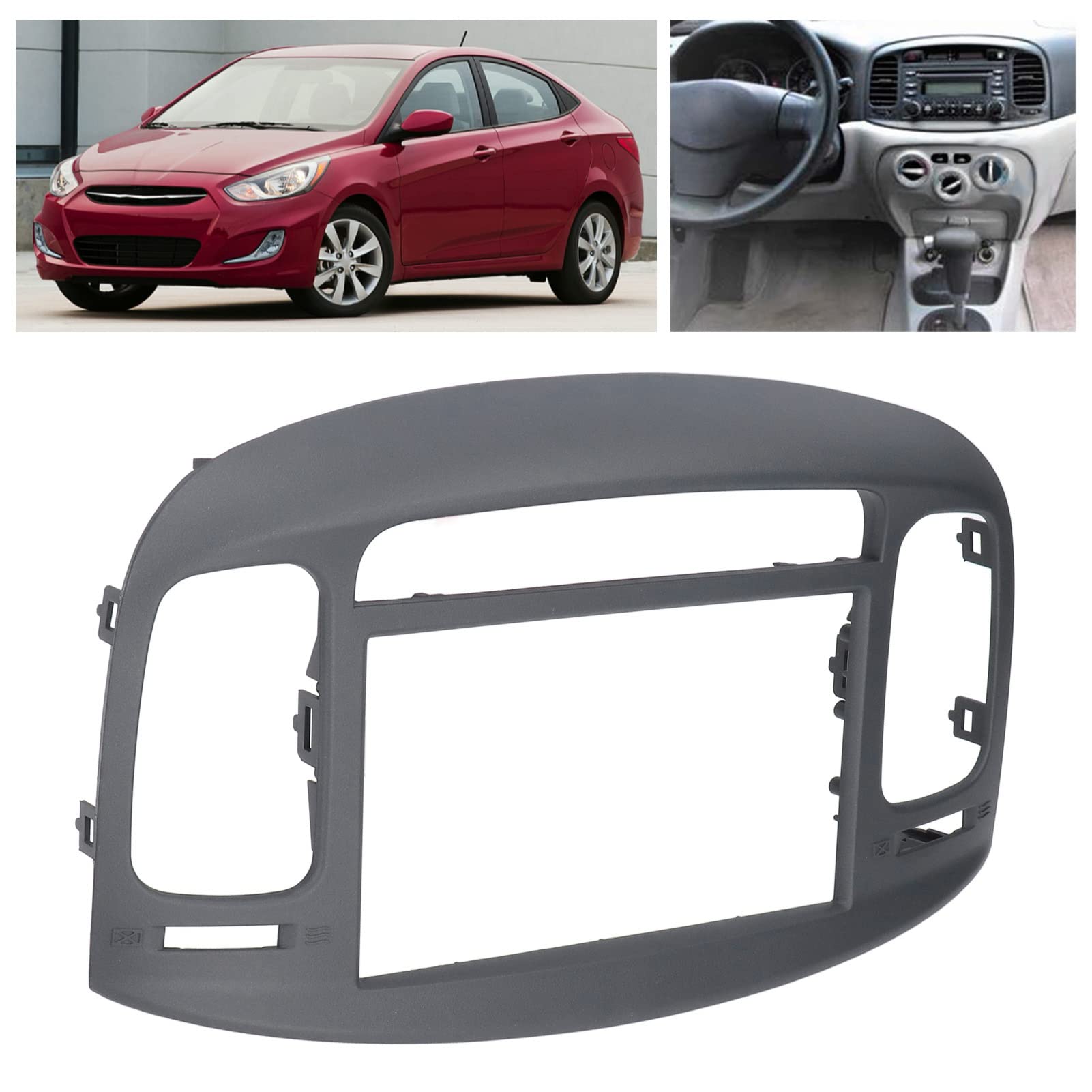 Acouto 2DIN ABS Car Stereo Radio Fascia Kit for Hyundai Accent 2009-2012 - Replacement Dash Bezel Panel for DVD/Radio Installation - Perfect for Car Audio Upgrades & Custom Installations