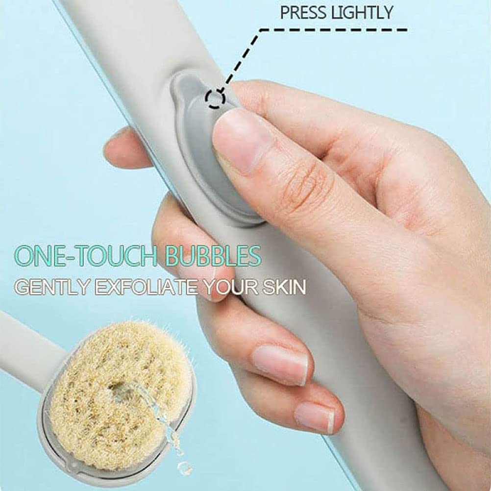 Gefemini Long Handle Bath Brush with Detachable Back Scrubber and Soap Dispenser - Exfoliating Body Wash Brush for Deep Cleaning, Massage & Back Care - Perfect for Shower, Spa & Home Bathing Routine