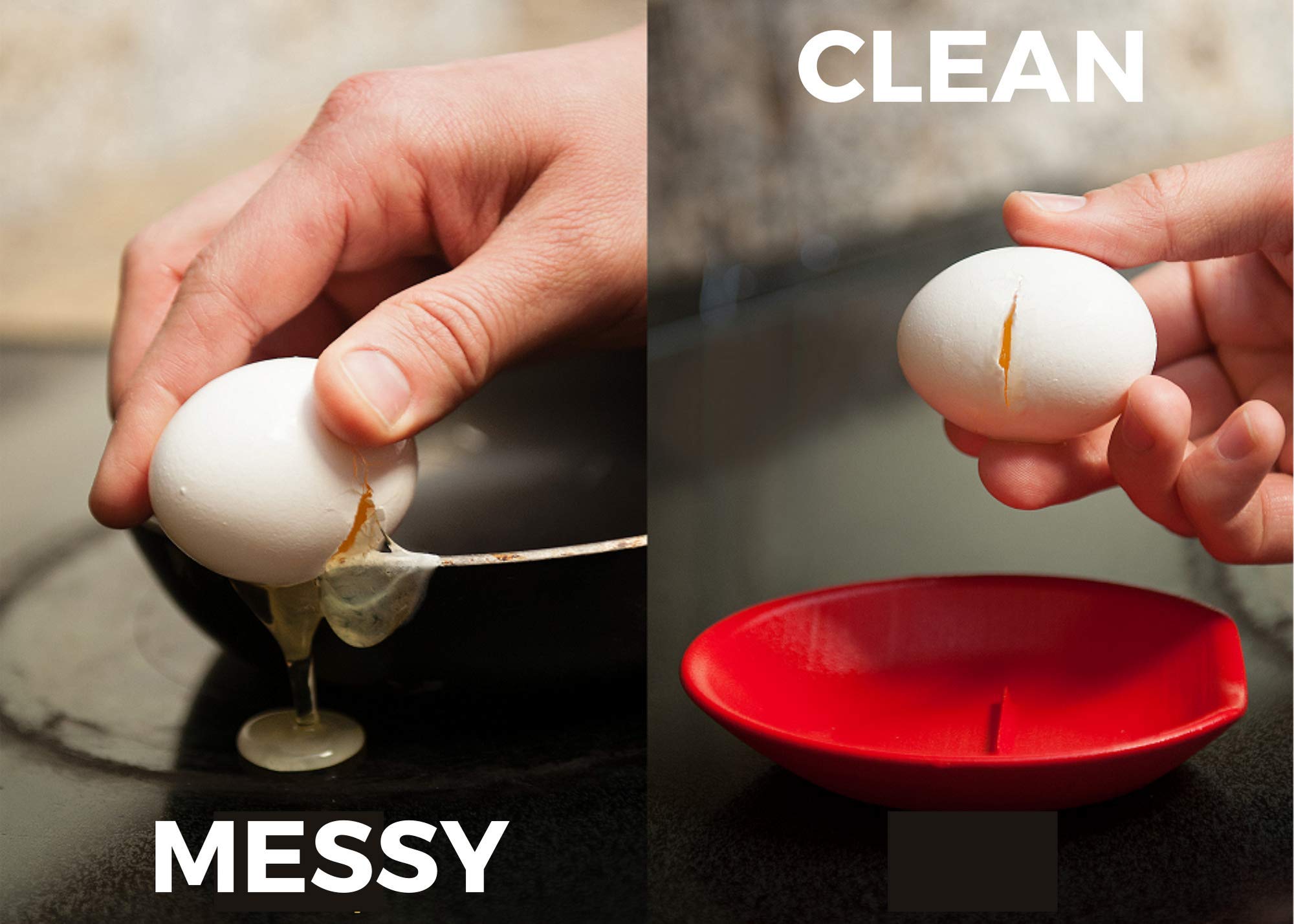Crack'em Egg Cracker & Spoon Rest in Creamy White - Easy-to-Use Kitchen Tool for Perfect Egg Cracking - Mess-Free Solution for Kids & Home Cooks - Dishwasher Safe & Prevents Broken Yolks - Ideal for Breakfast Prep, Baking & Cooking