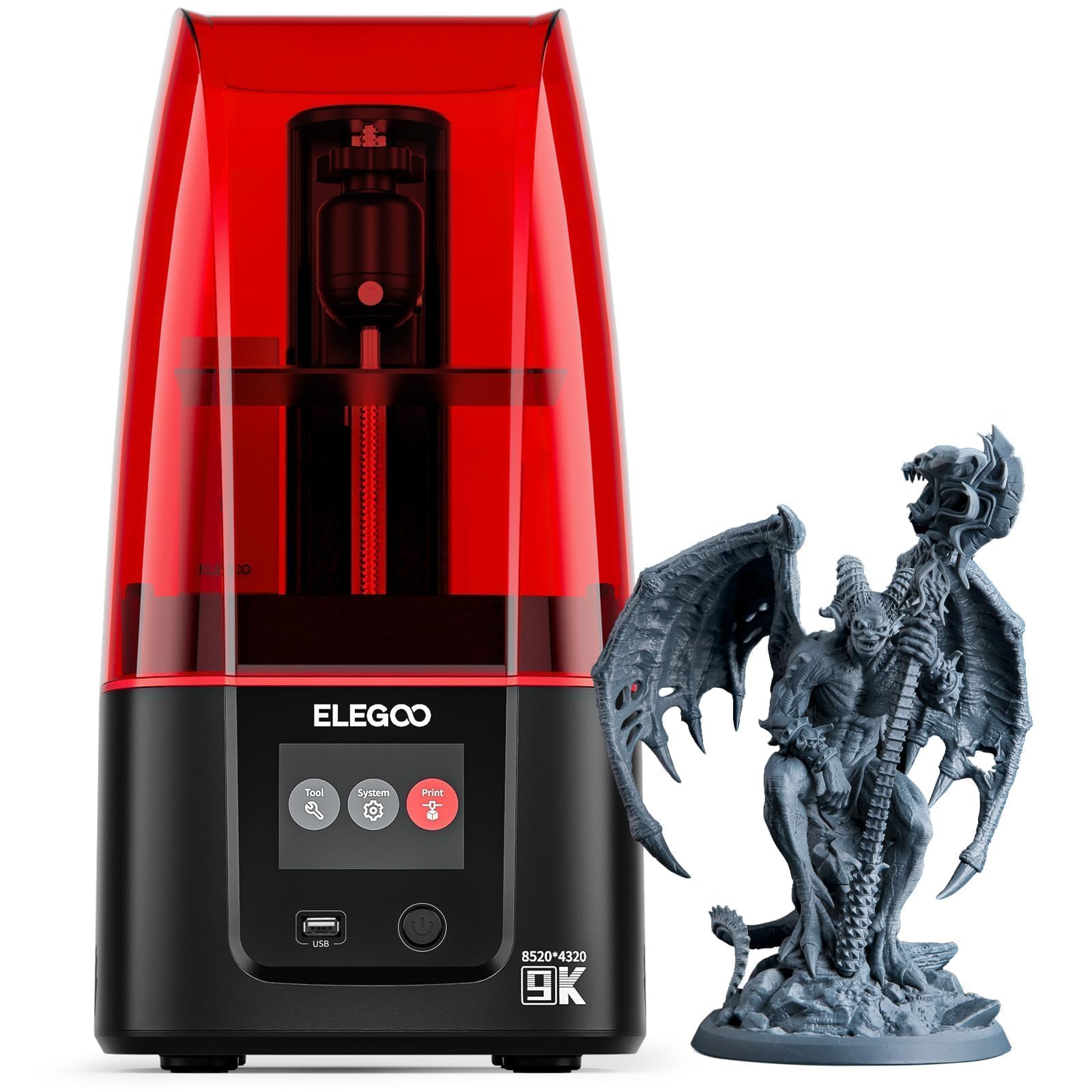 ELEGOO Mars 4 MSLA 3D Printer - 7 Inch 9K Monochrome LCD, High Precision UV Resin Photocuring 3D Printer with Multiple Print Modes, 6.04 x 3.06 x 6.89 Inch Build Volume - Perfect for Miniatures, Jewelry, and DIY Crafts
