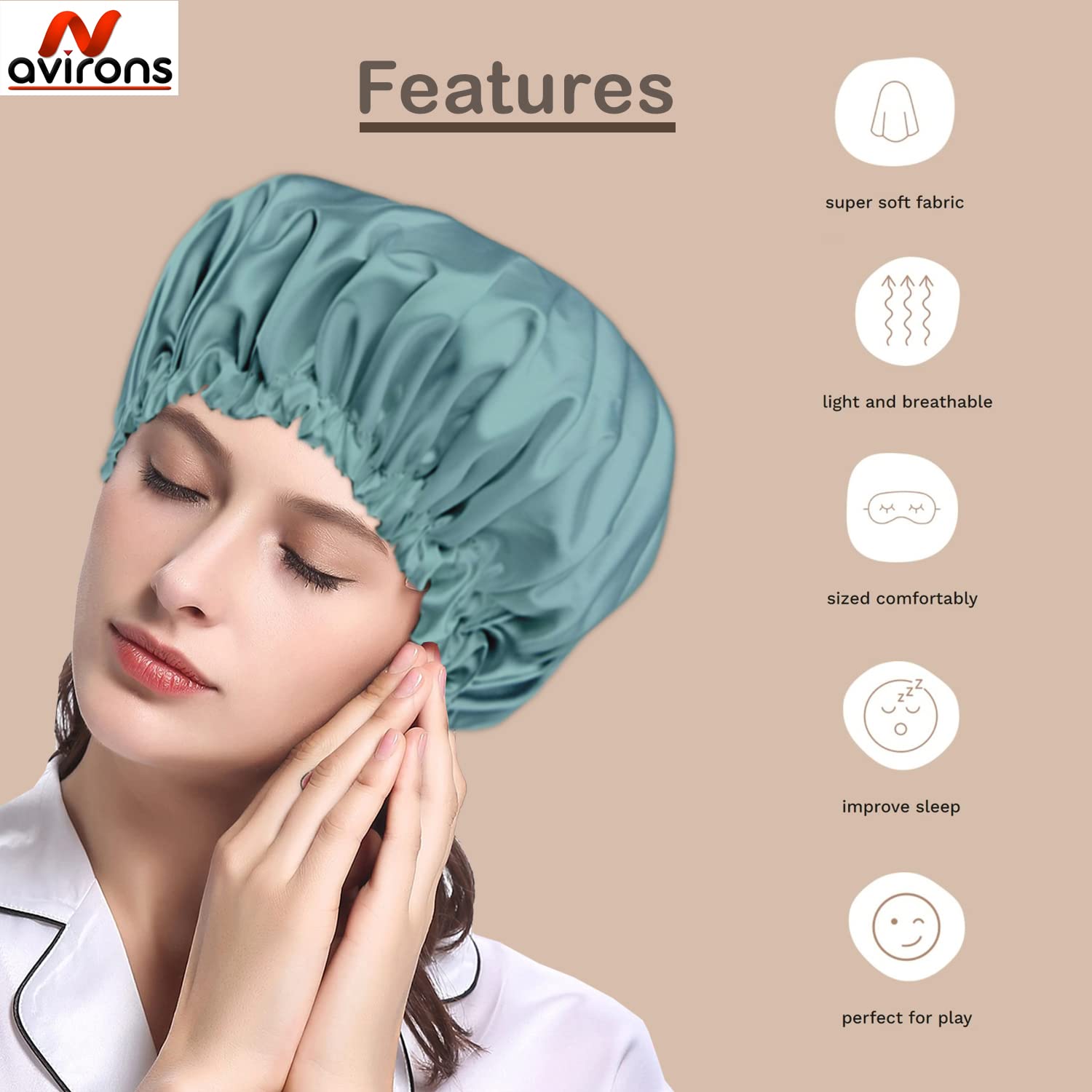 Avirons Reversible Pure Satin Sleep Cap for Women with Free 3 Scrunchies | Adjustable Silk Hair Bonnet for Nighttime Hair Protection | Perfect for Curly, Natural & Protective Hairstyles | Great Gift for Black Women