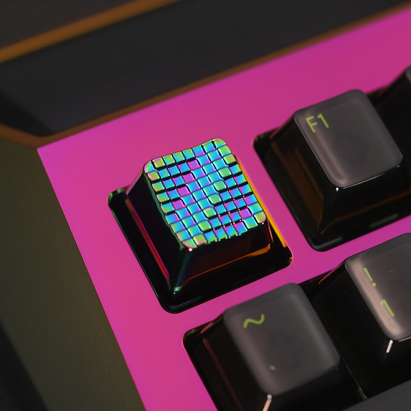 Matrix Water Droplet Pattern Art Keycaps - Illusion Color Plated Metal Keycaps for Mechanical Keyboards (Gaming, Typing, Custom Builds)