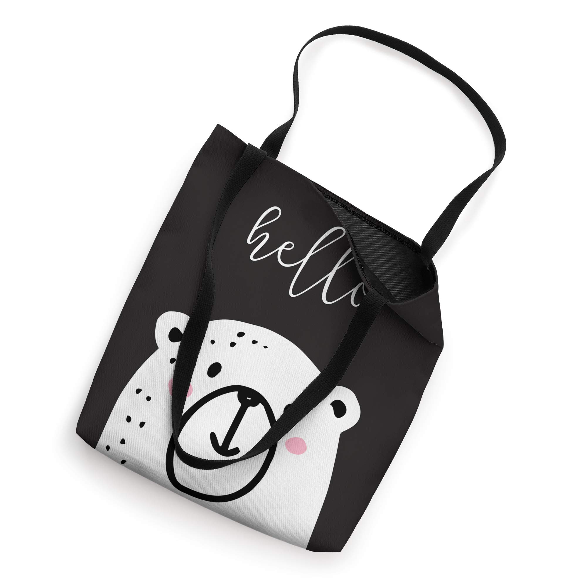 Stylish Black & White Polar Bear Print Tote Bag - Durable & Eco-Friendly AES433 Canvas Shopping Bag for Groceries, Beach, Work & Travel