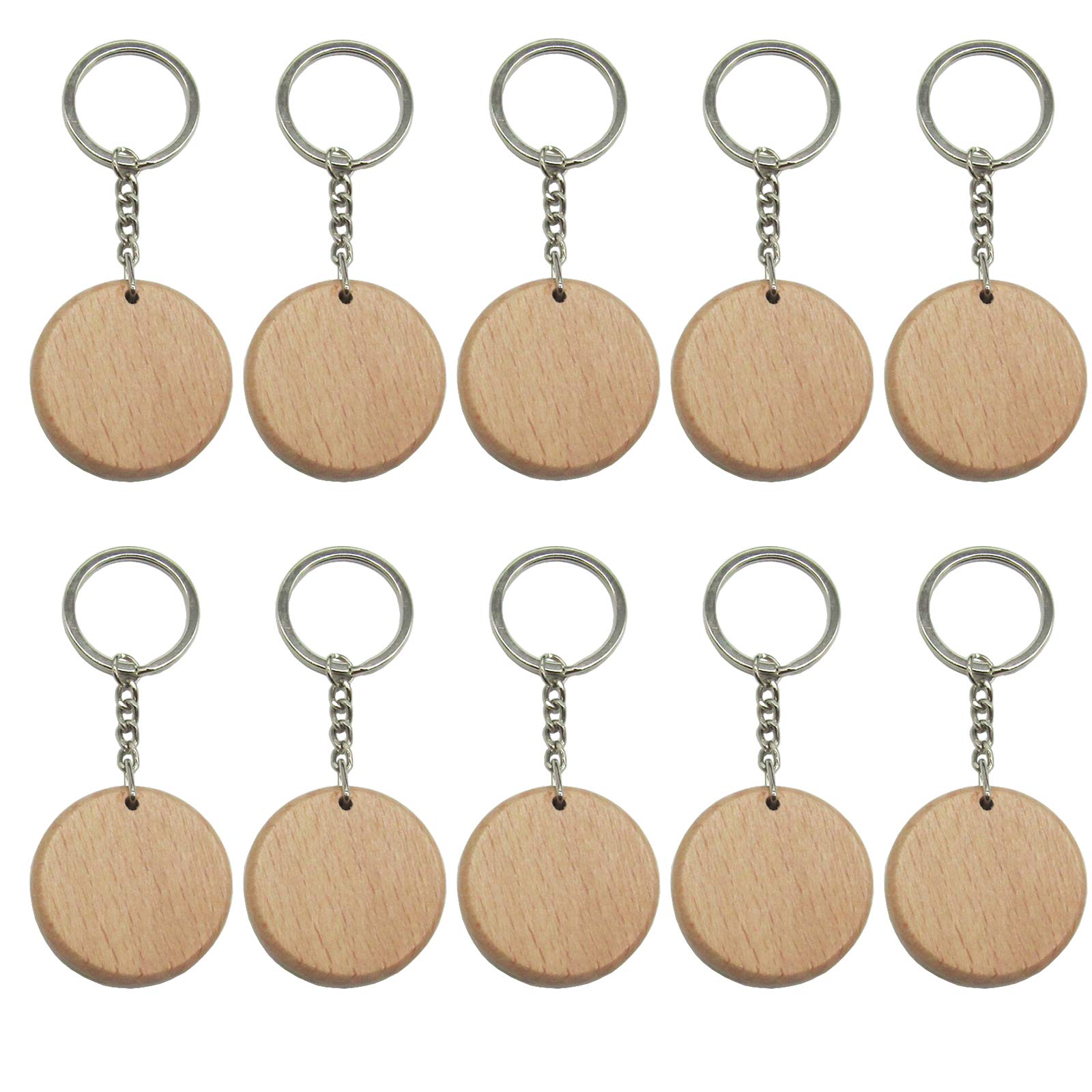 Round Wooden Key Tags - Blank Wooden Keychain for DIY Crafts - Perfect for Gift Tags, Luggage Tags & Home Organization