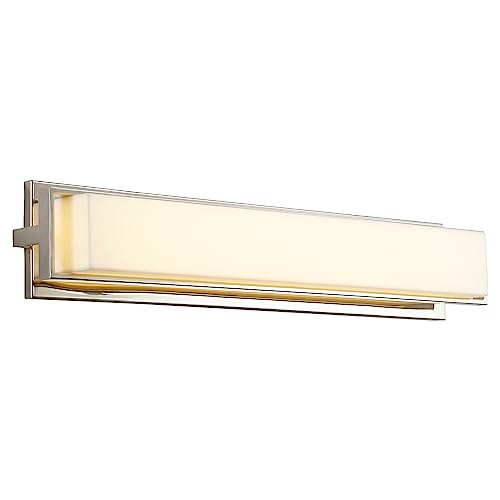 Plato Collection Polished Nickel Transitional LED Vanity Mirror - 3 Light Bathroom Makeup Mirror with Adjustable Brightness for Dressing Room & Bedroom Vanity Area