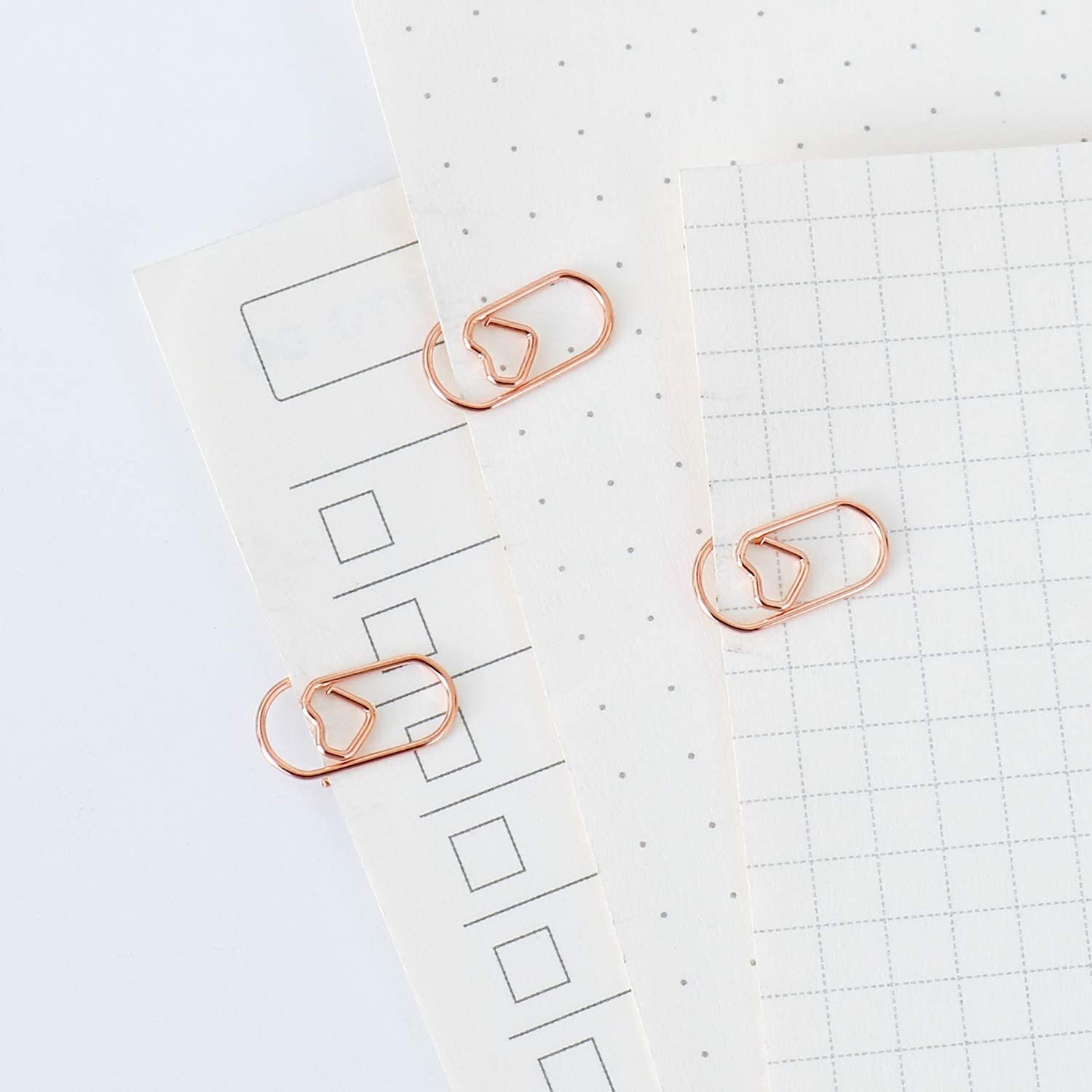 200 Pcs Rose Gold Heart Shaped Paper Clips - Small Stainless Steel Office Supplies with Tin Holder for School, Home & Desk Organization - Perfect for Gift Wrapping, Scrapbooking & Document Filing