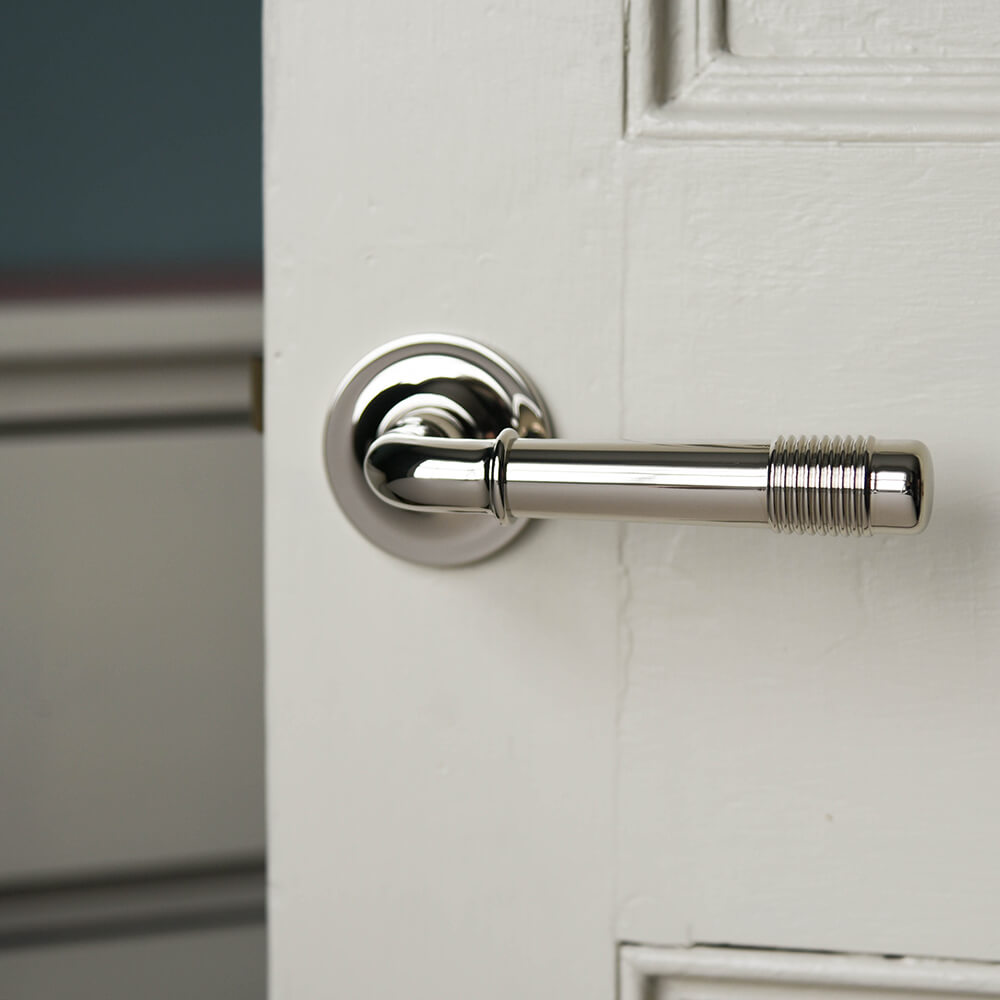 Polished Nickel Crest Lever Door Handles with Concealed Rose - Elegant & Durable Hardware for Interior Doors, Bedrooms, Bathrooms & Cabinets