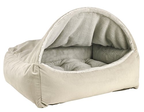 Luxury Canopy Bed Frame with Granite Finish & Cloud Dream Fur - Perfect for Master Bedroom, Guest Room, or Bohemian Bedroom Decor