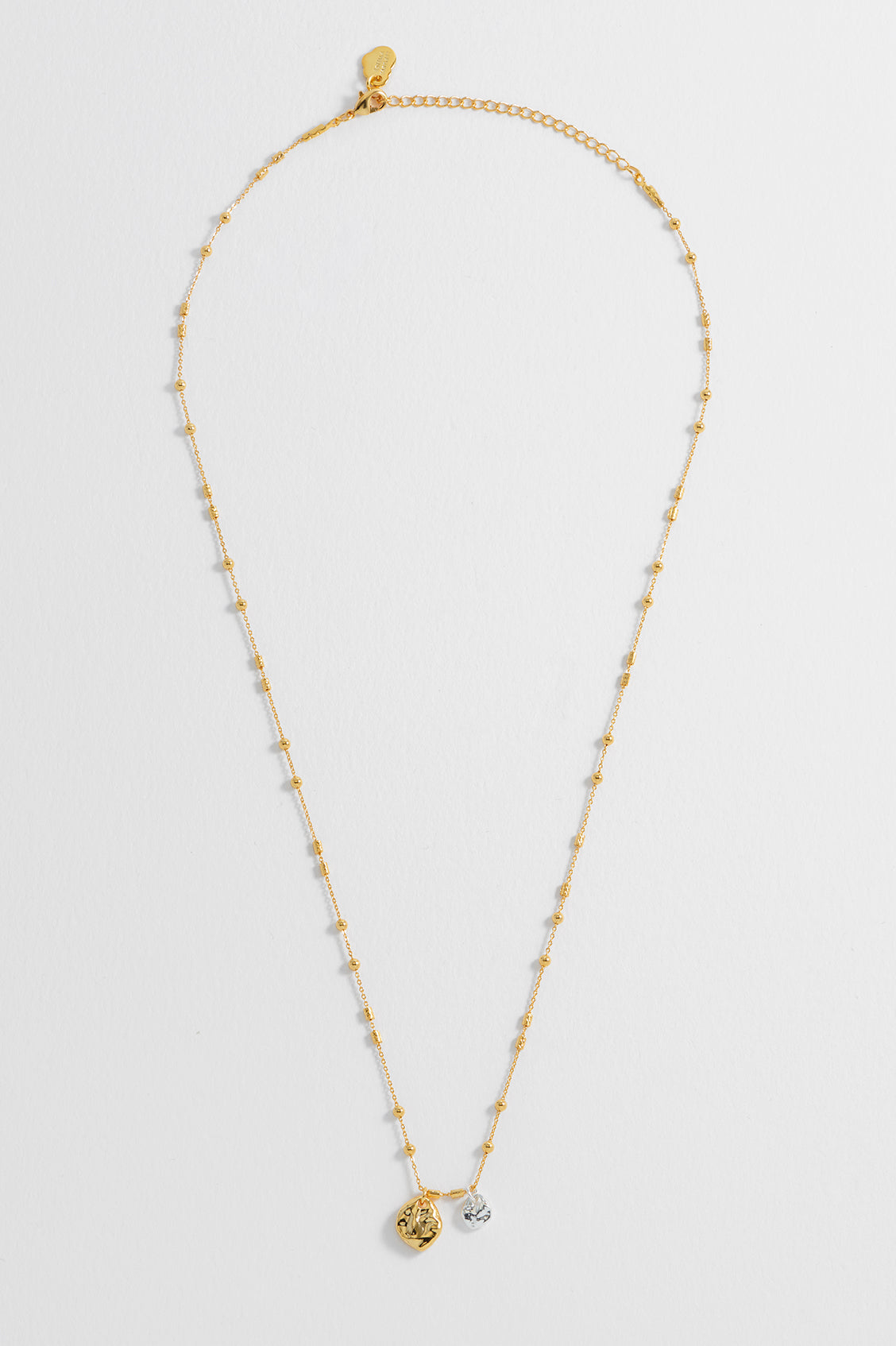 Triple Beaded Chain & Molten Pebbles Necklace for Women - Elegant Layered Jewelry for Casual Wear, Date Night & Special Occasions