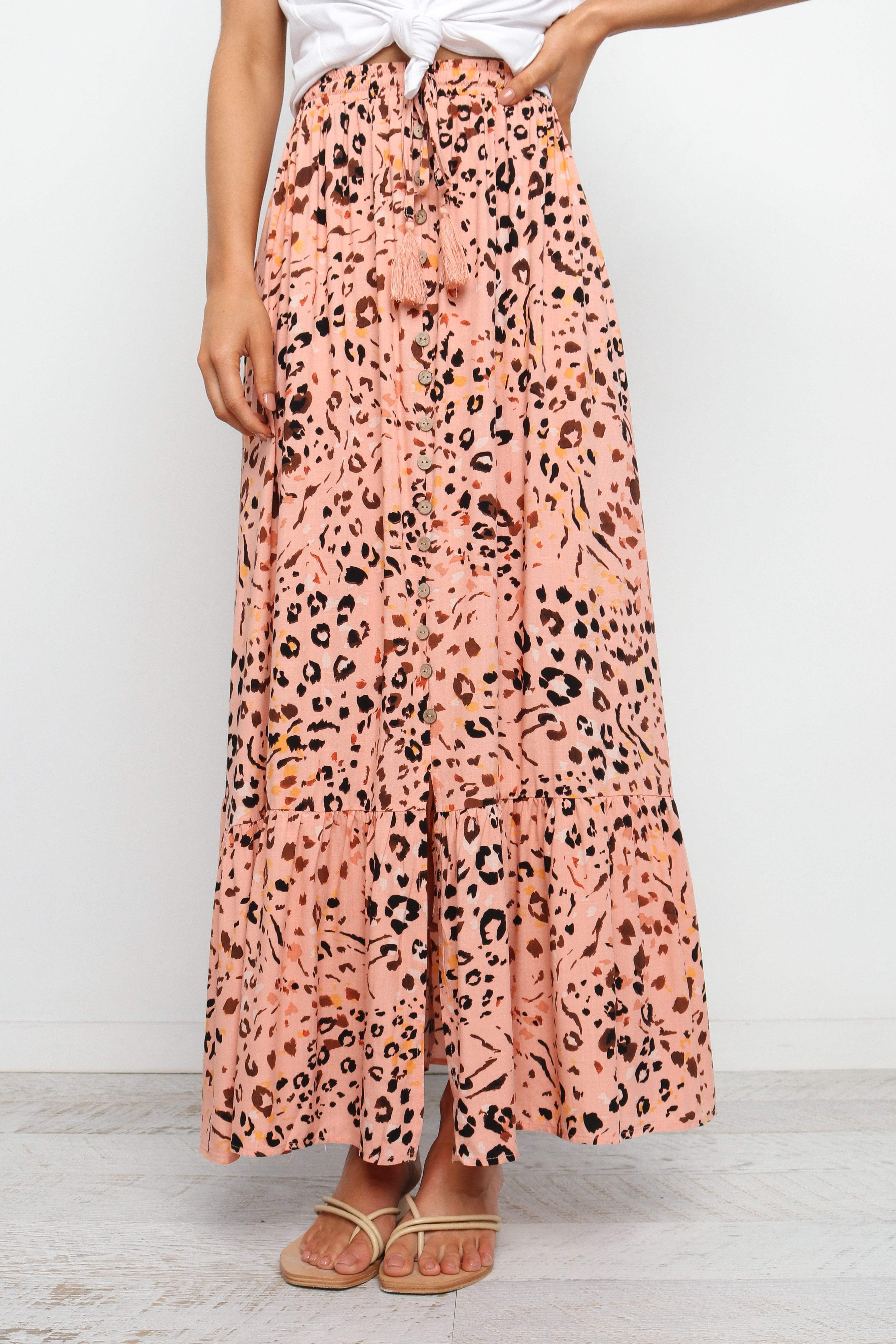 Halette Skirt in Apricot - Flowy Midi Skirt for Women | Perfect for Summer Outfits, Beach Vacations & Casual Wear