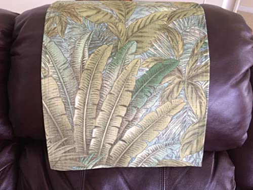 Palm Tree Green Canvas Recliner Headrest Cover - 14x30 Inch Furniture Protector for Office Chairs, Gaming Chairs & Theater Seating | Durable Stretchable Fabric Protector for Home, Office & Entertainment Spaces