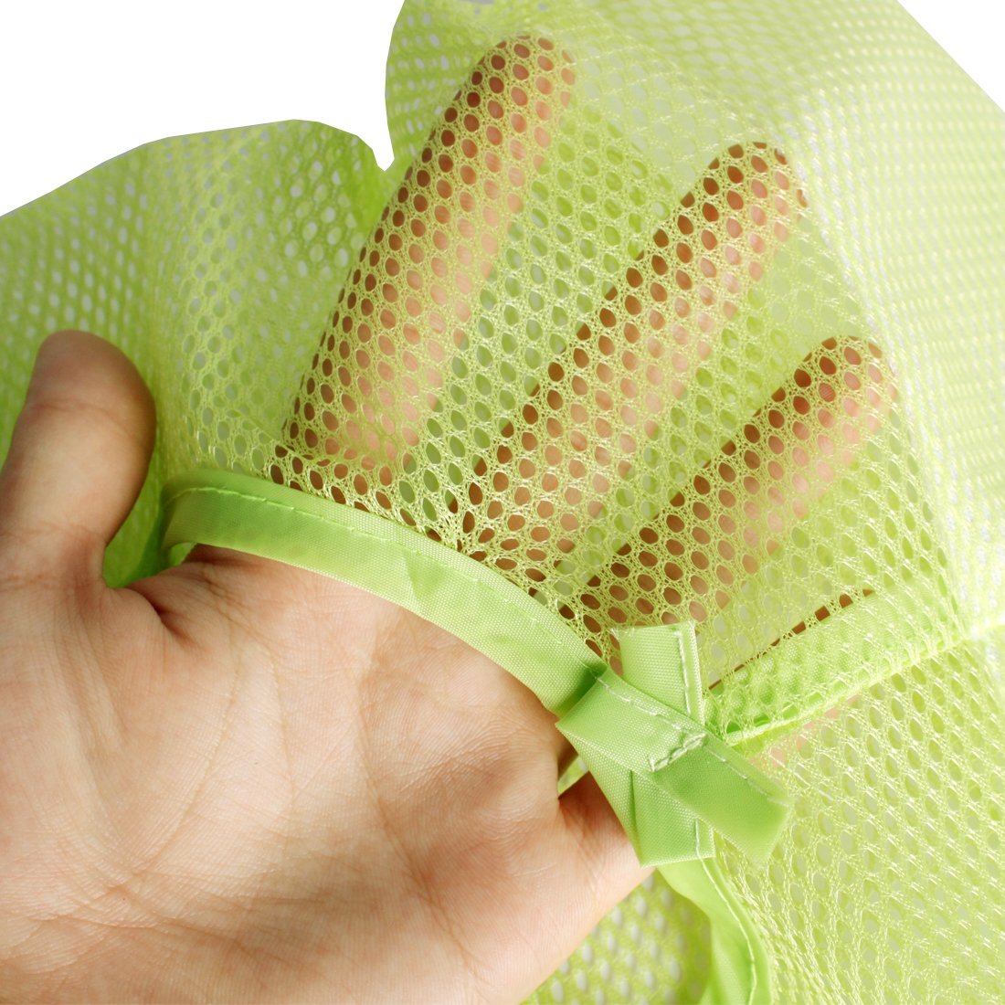 Andux 3-Pack Colorful Mesh Hanging Storage Bags - Shower Organizer, Closet Hamper, Clothes Collection with Clips (Green, SNWD-01) - Perfect for Bathroom, Laundry Room & Dorm Organization