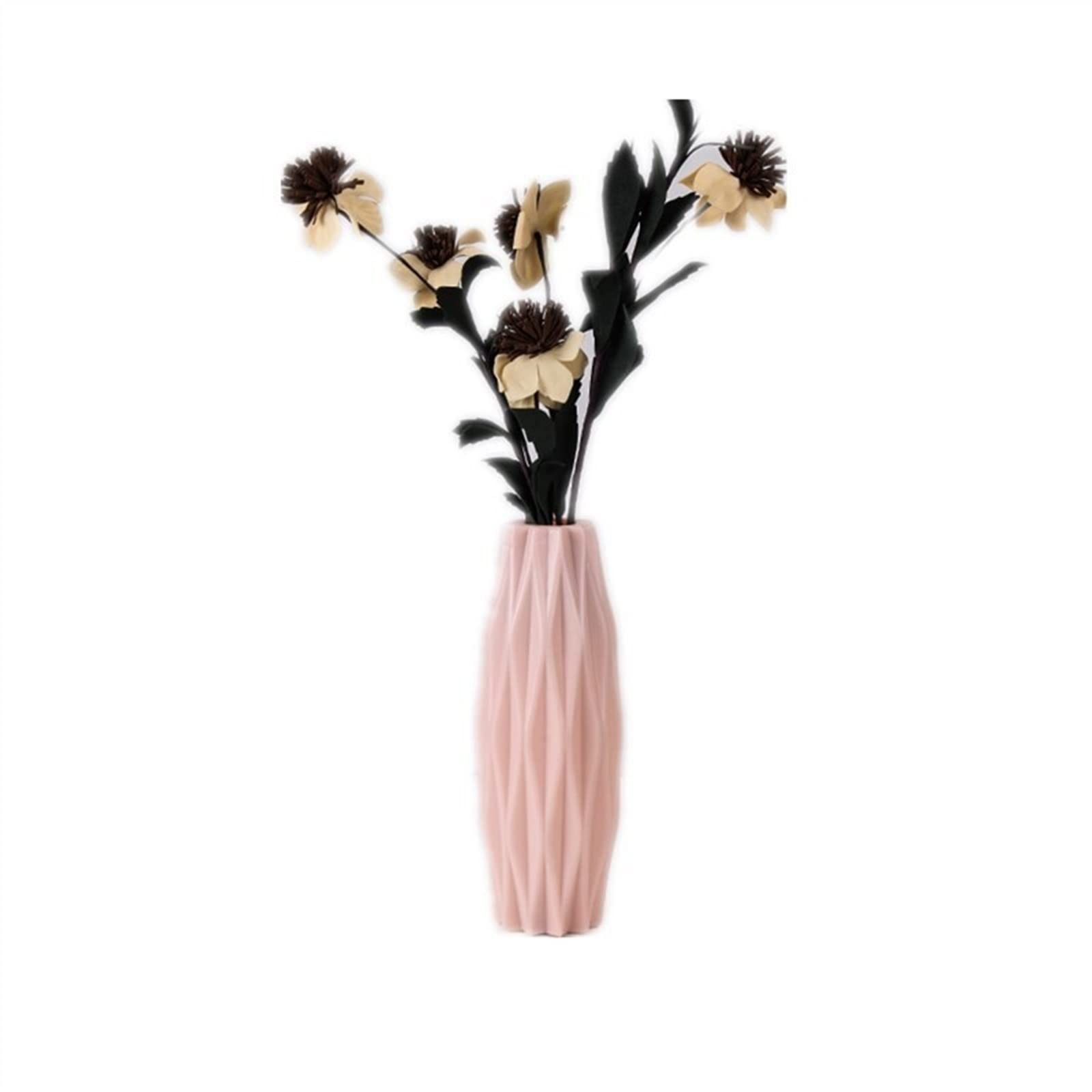 3-Piece Nordic Style Plastic Vases for Centerpieces - Anti-Fall Flower Arrangement Containers for Dry & Fresh Flowers - Elegant Home Decor for Living Room, Wedding, Dining Table & Office Desk