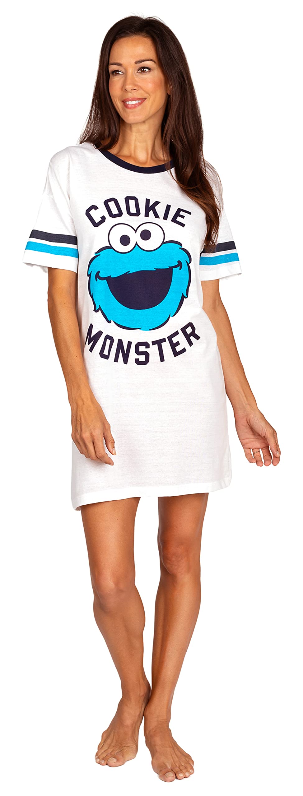 **Sesame Street Cookie Monster Women's Long Sleeve Nightgown - Soft Sleepwear Pajamas for Women, Cozy Lounge Wear for Bedtime & Relaxation**