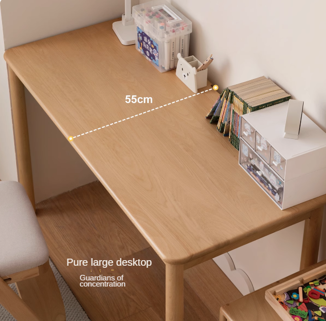 Solid Wood Kids Writing Desk - Beech & Oak Study Table for Children - Perfect for Homework, Drawing & Crafting in Bedroom or Study Room
