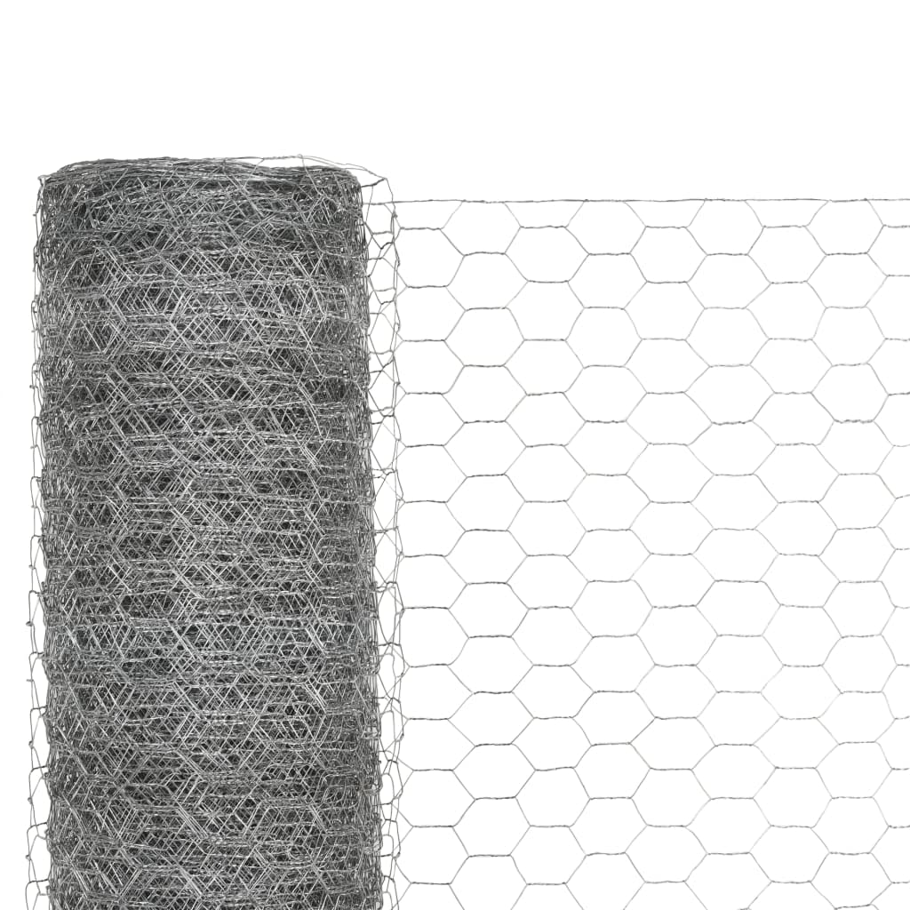 SKM Galvanized Steel Chicken Wire Fence - 82'x3.9' Silver (Model 3324) | Durable Poultry & Garden Protection for Backyard, Coop & Plant Support
