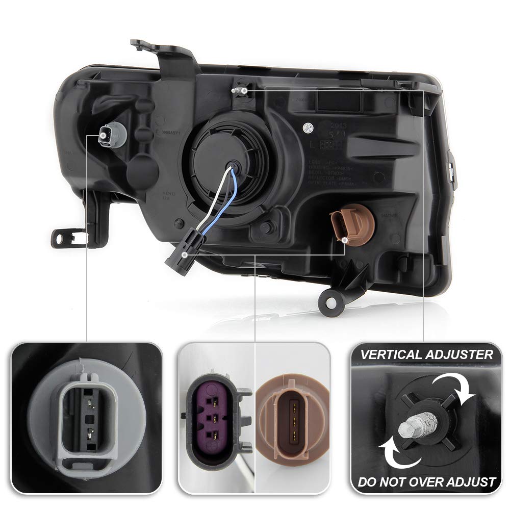 ACANII Black LED Halo Projector Headlights for 2008-2012 Ford Escape SUV - Driver & Passenger Side - High Performance Replacement Headlamps with Tube Halo Design for Night Driving & Off-Road Use