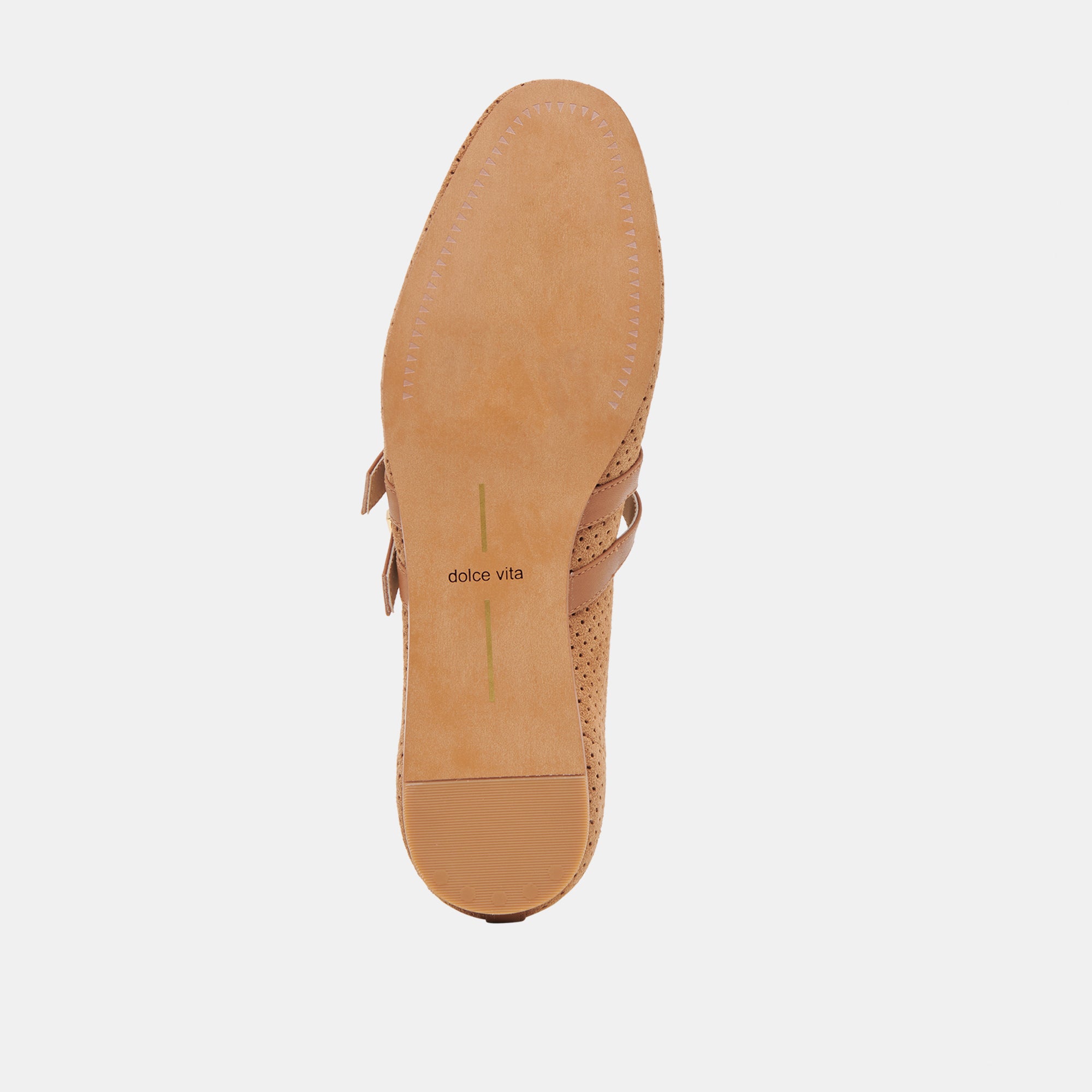 BAYLEE Women's Wide Ballerina Flats - Pecan Perforated Suede Comfortable Slip-On Shoes for Work, Office & Casual Wear