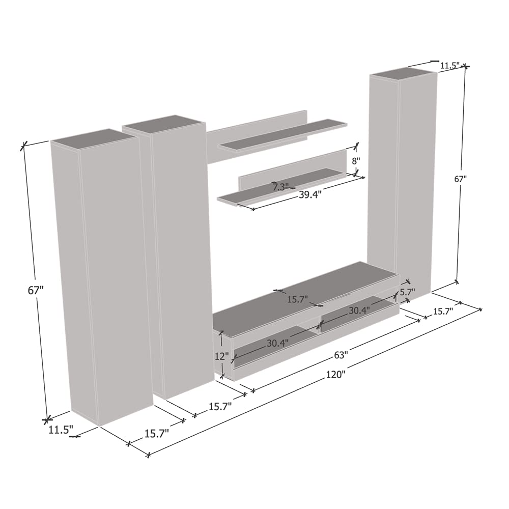 Modern White Wall-Mounted TV Stand with Storage Shelves & LED Lights - Floating Entertainment Center Console for Bedroom & Living Room - Space-Saving Meble Furniture Fly CD1 34TV Unit - Perfect for Small Apartments & Home Theater Setups