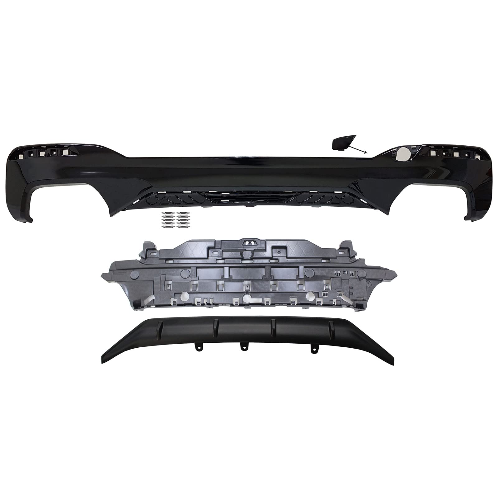 IKON MOTORSPORTS Rear Diffuser for 2021-2023 BMW G30 G31 LCI 5-Series M550i - Type 1 MP Style Unpainted Black Rear Bumper Lip Body Kit Replacement | Enhance Aerodynamics & Sporty Look for Street Racing & Car Shows