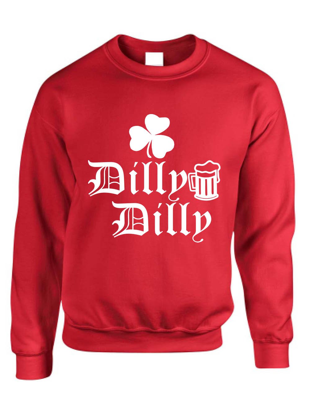 ALLNTRENDS Adult Sweatshirt - Dilly Dilly St. Patrick's Day Irish Shamrock Graphic Pullover - White Cotton Hoodie for Men & Women | Perfect for Irish Pub Crawls, St. Paddy's Day Parties & Casual Winter Wear