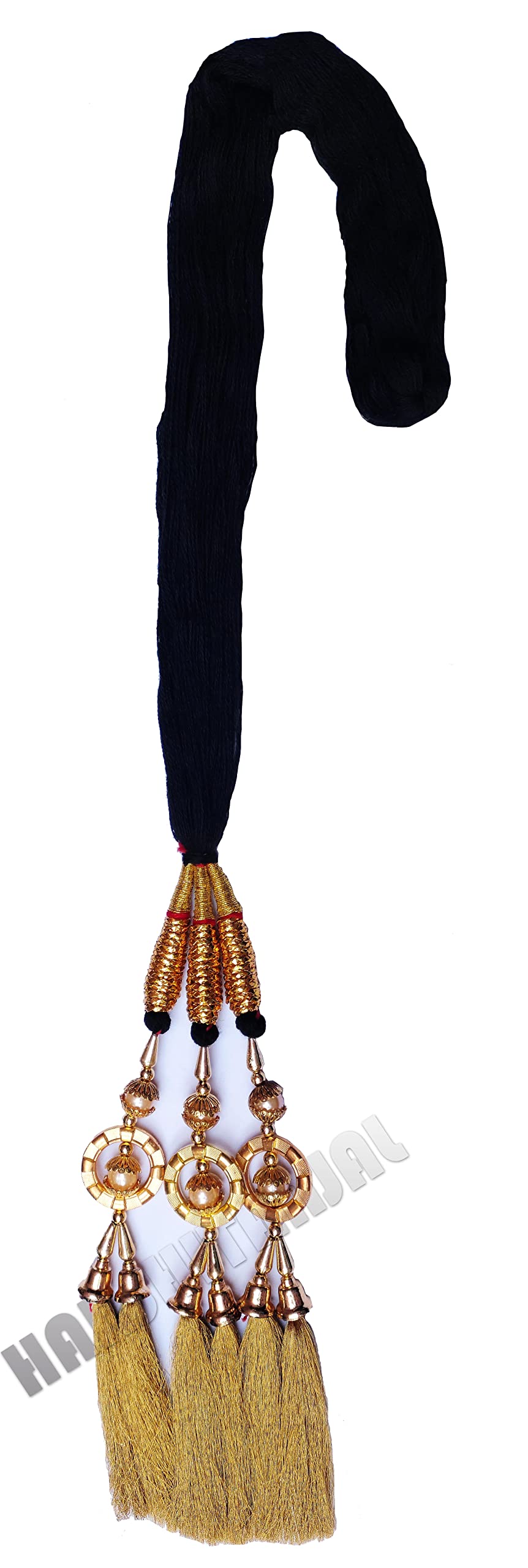 HARSHITANJAL Golden Parandi Hair Extensions - Braid Hair Accessories for Women (HGS23NP01) | Perfect for Weddings, Parties & Festive Occasions