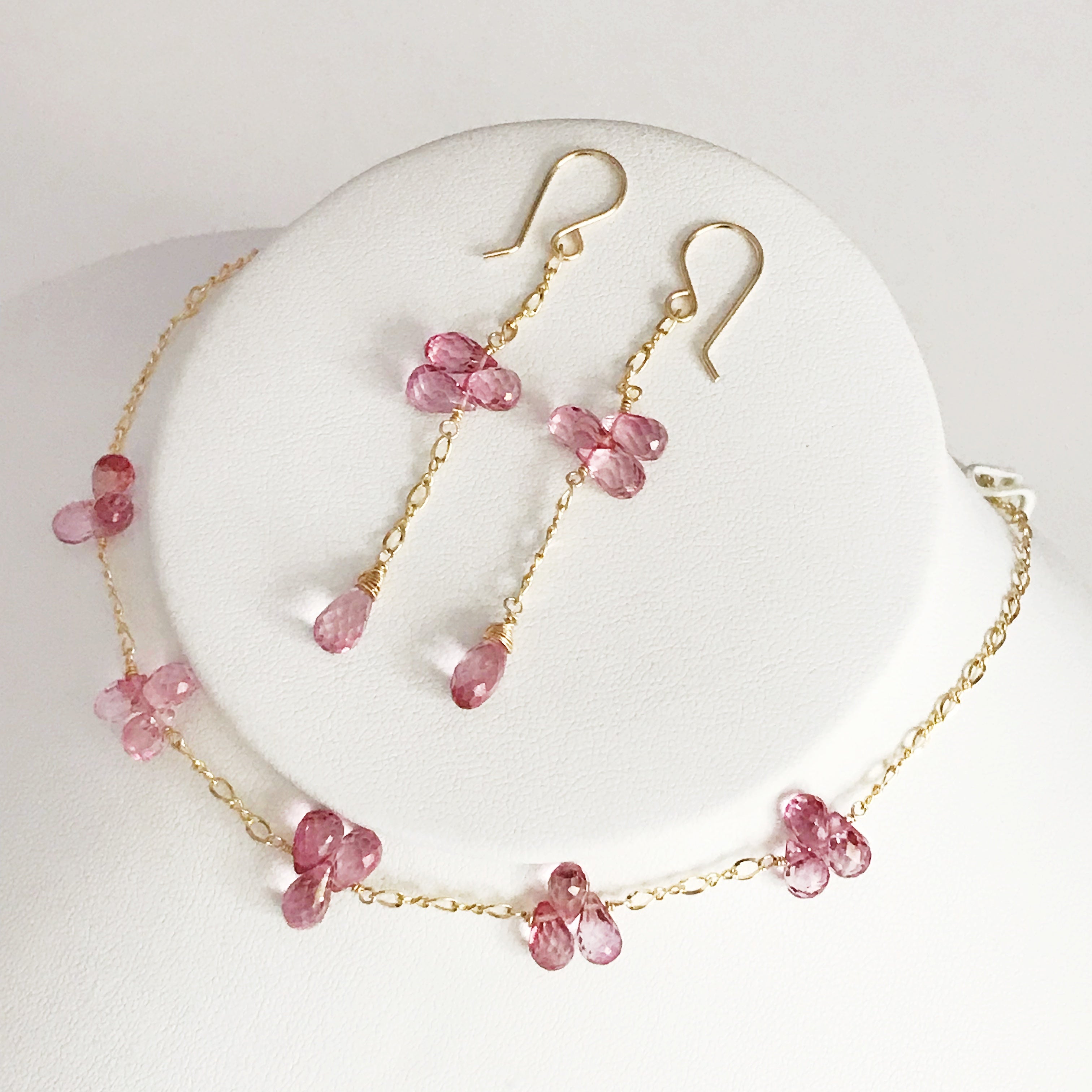LEILA Pink Topaz Earrings for Women - Elegant Rose Gold Stud Earrings (E452) | Perfect for Weddings, Parties & Everyday Wear