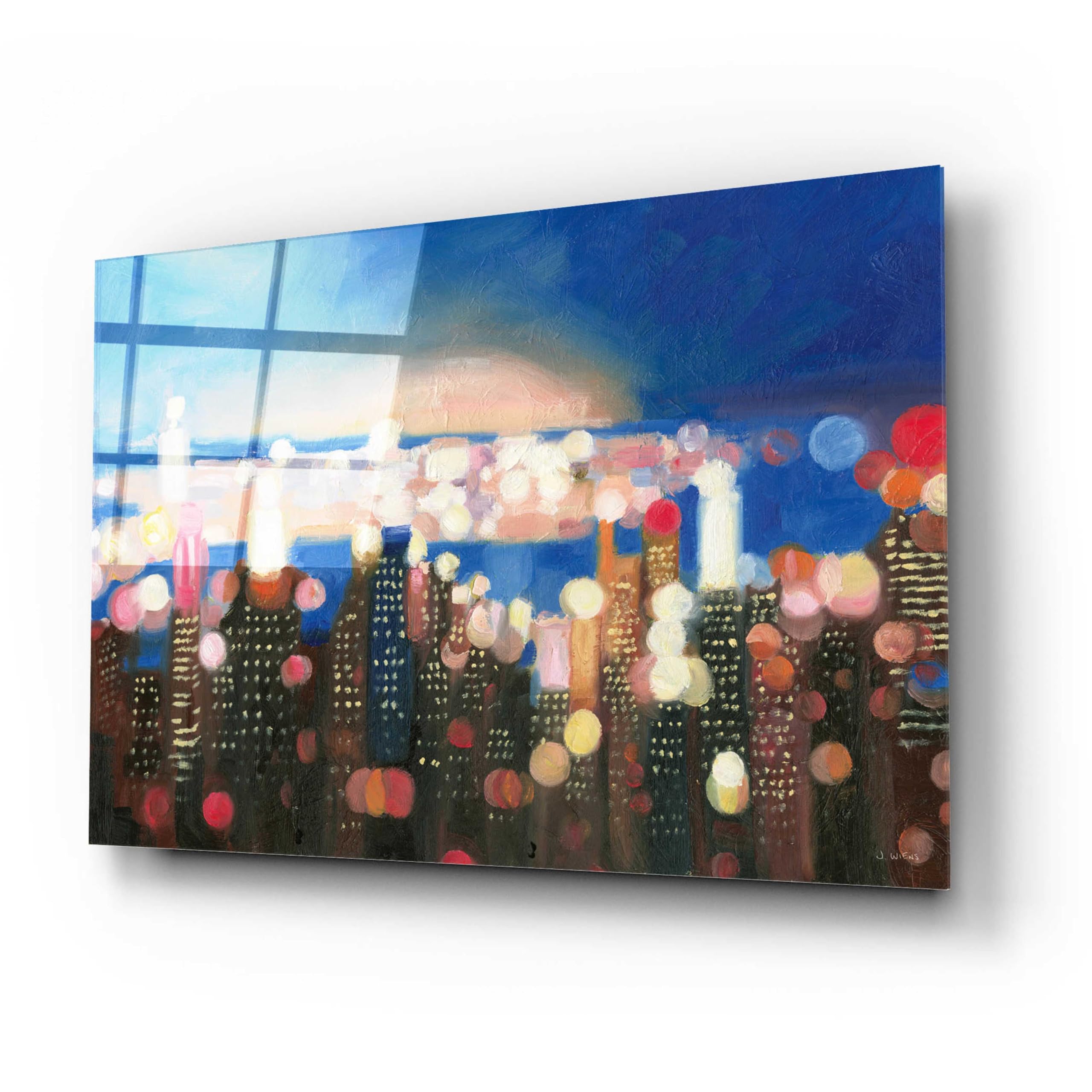 Epic Art 'City Lights' by James Wiens - Premium Acrylic Glass Wall Art Painting 24x16 Inches - Modern Home & Office Decor for Living Room, Bedroom, Dining Area
