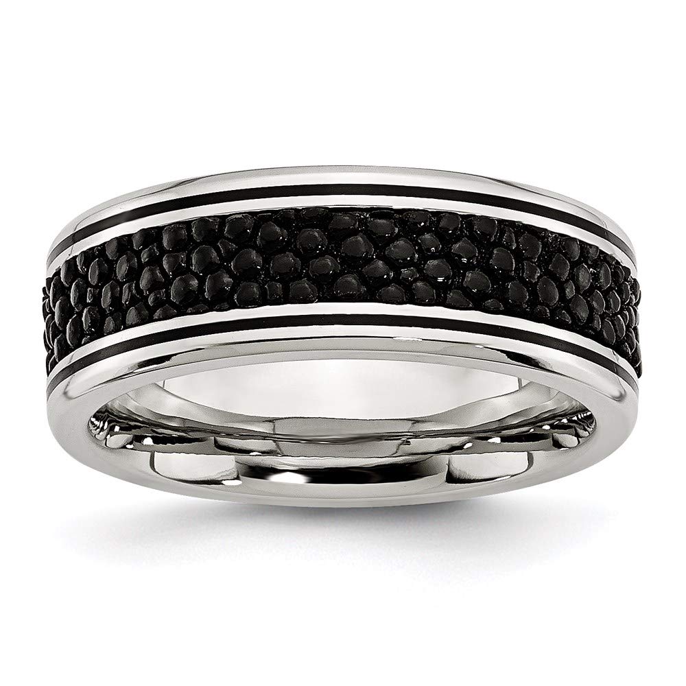8mm Stainless Steel Stingray Textured Ring for Women - Hypoallergenic Durable Jewelry Gift for Her - Perfect for Everyday Wear, Date Nights & Special Occasions