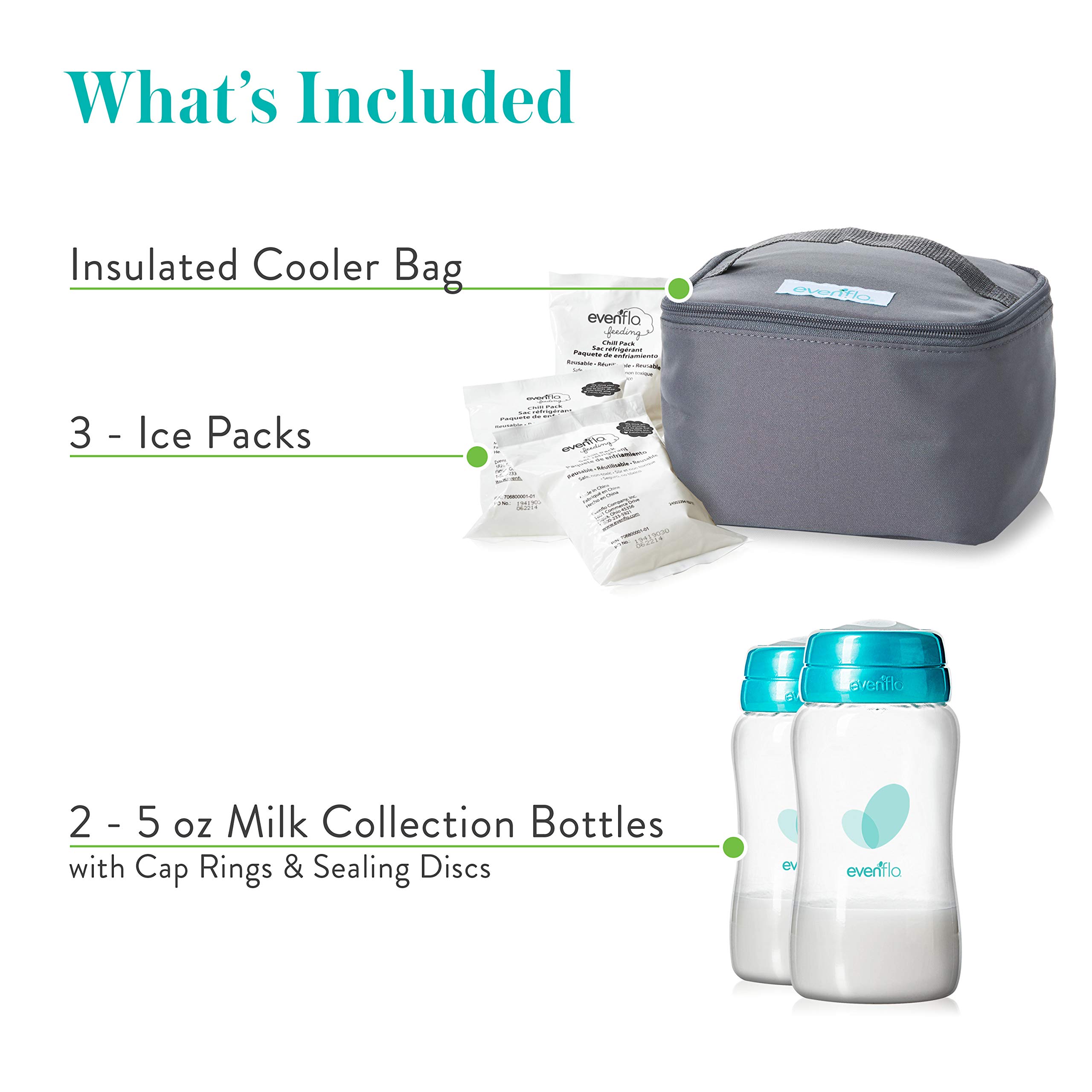 Evenflo Insulated Cooler Bag Accessory Kit - Grey | Premium Baby Bottle & Food Storage | Perfect for Daycare, Travel & Outdoor Adventures