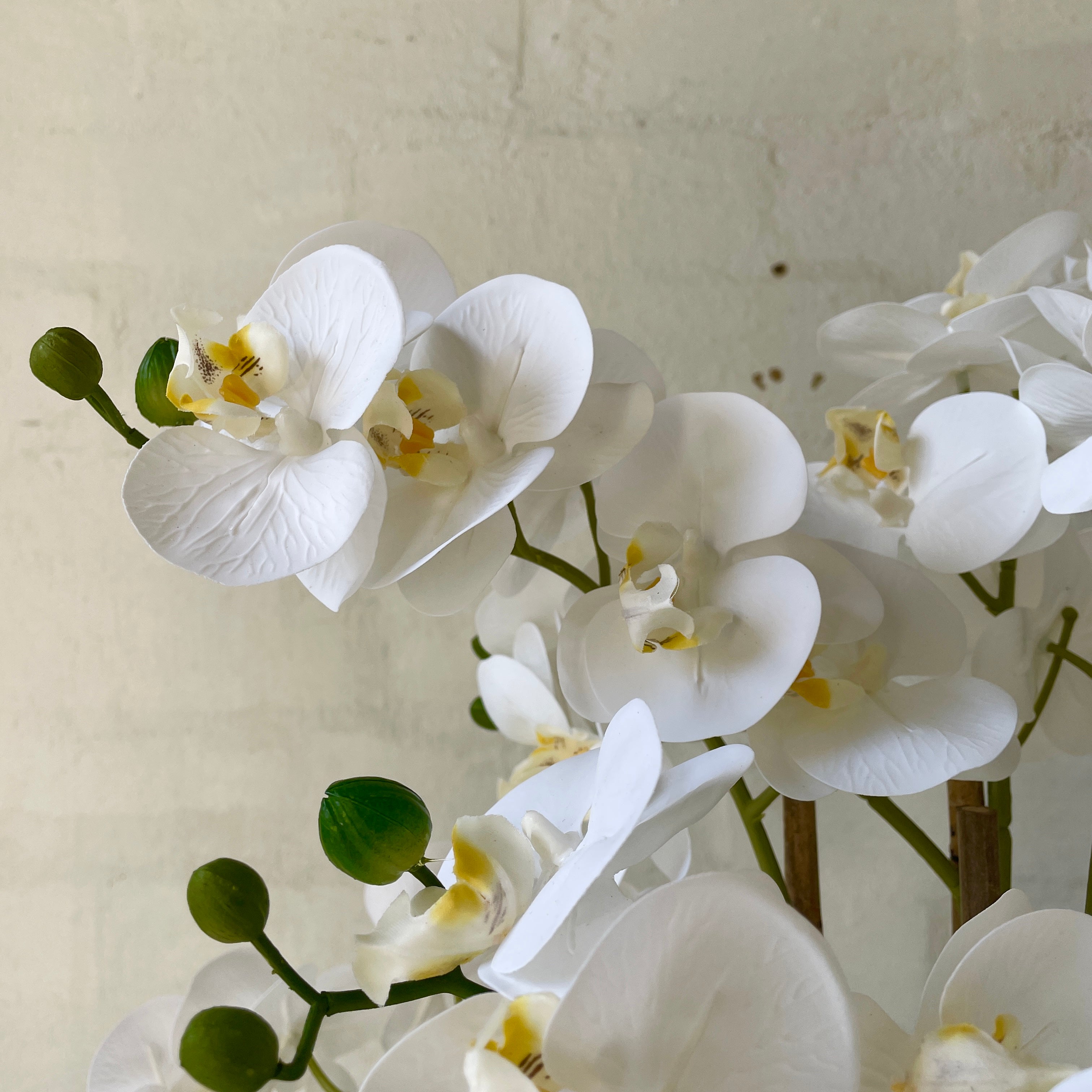 Artificial White Orchid in Ceramic Pot - Elegant Home & Office Decor for Table Centerpiece, Wedding, and Party Decorations