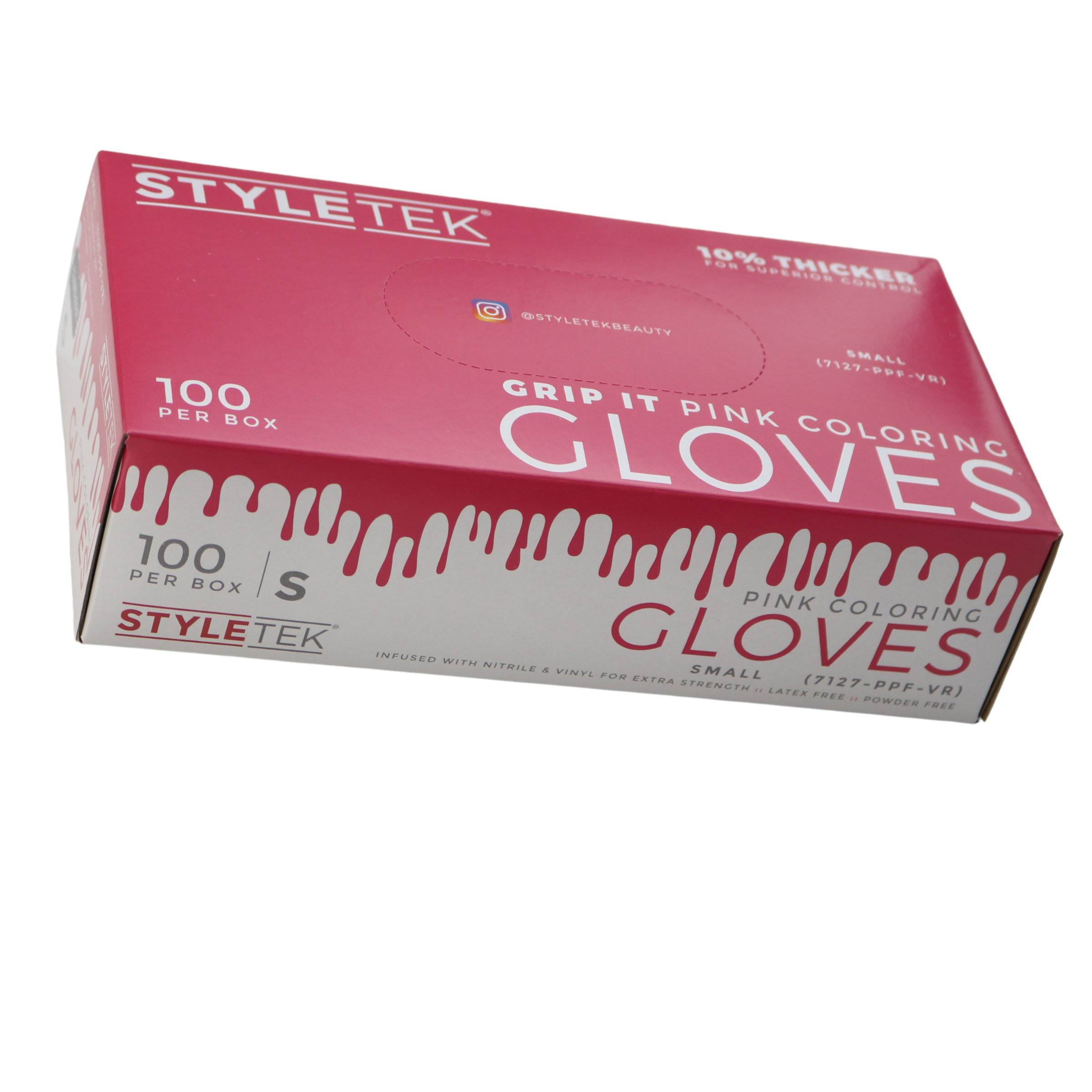 Styletek Pink Powder-Free Vinyl Gloves Small (100 Count) - Disposable Latex-Free Gloves for Food Handling, Cleaning & Medical Use