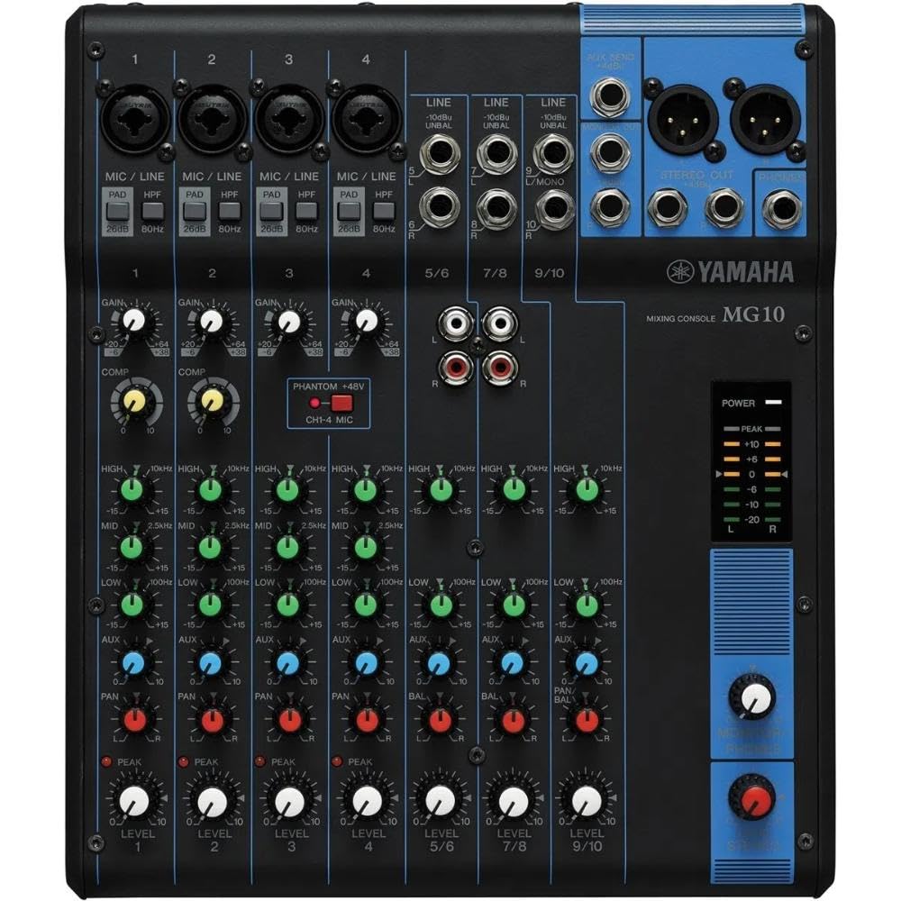 Yamaha MG10 10-Channel Analog Mixing Console - Professional Audio Mixer for Live Sound, Recording, and Studio Use