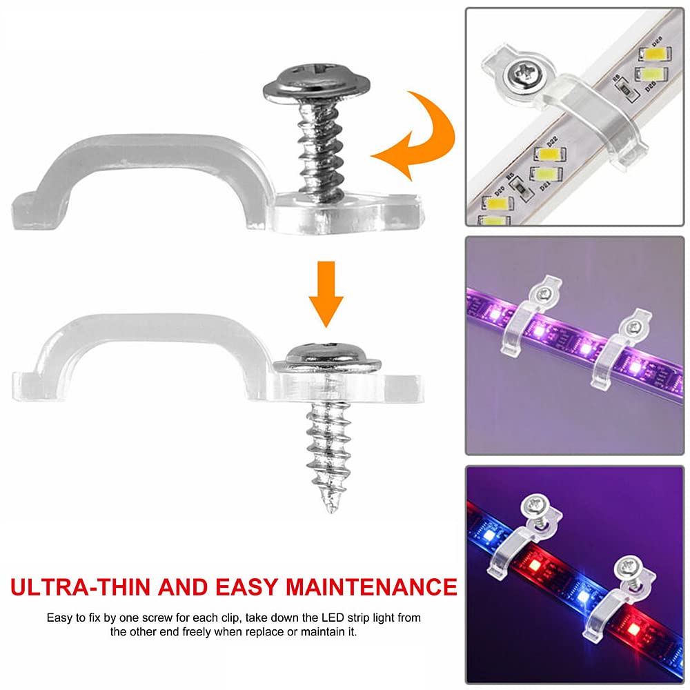 100-Pack Clear Cable Clips for LED Strip Lights - Strong Adhesive Wire Organizers for Home, Kitchen, Bedroom & Party Decor - Perfect for TV Backlighting, Under Cabinet Lighting & Event Setup