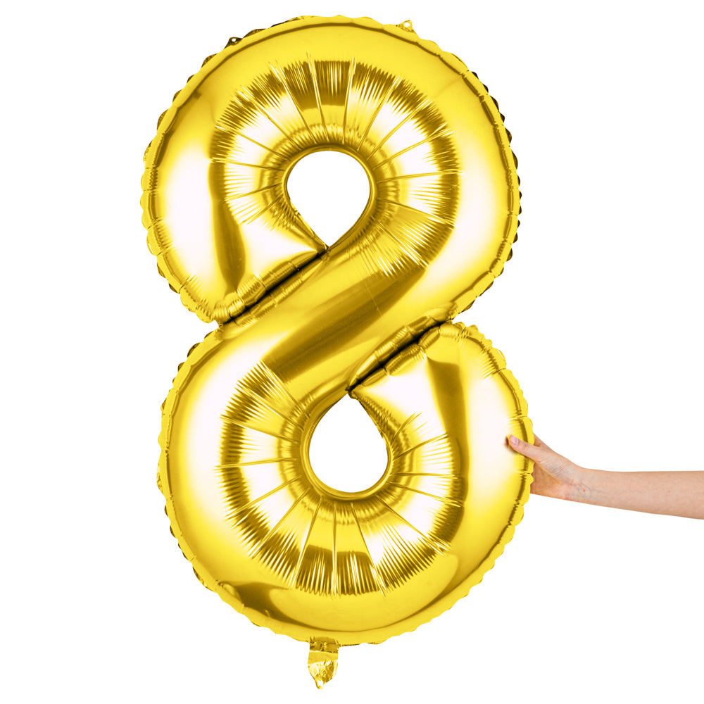 Balloonify Gold Mylar Number 8 Balloon - 40 Inch Large Foil Balloon for Birthday Party Decorations (1 Count Box) - Perfect for Anniversary, Graduation, and Baby Shower Celebrations